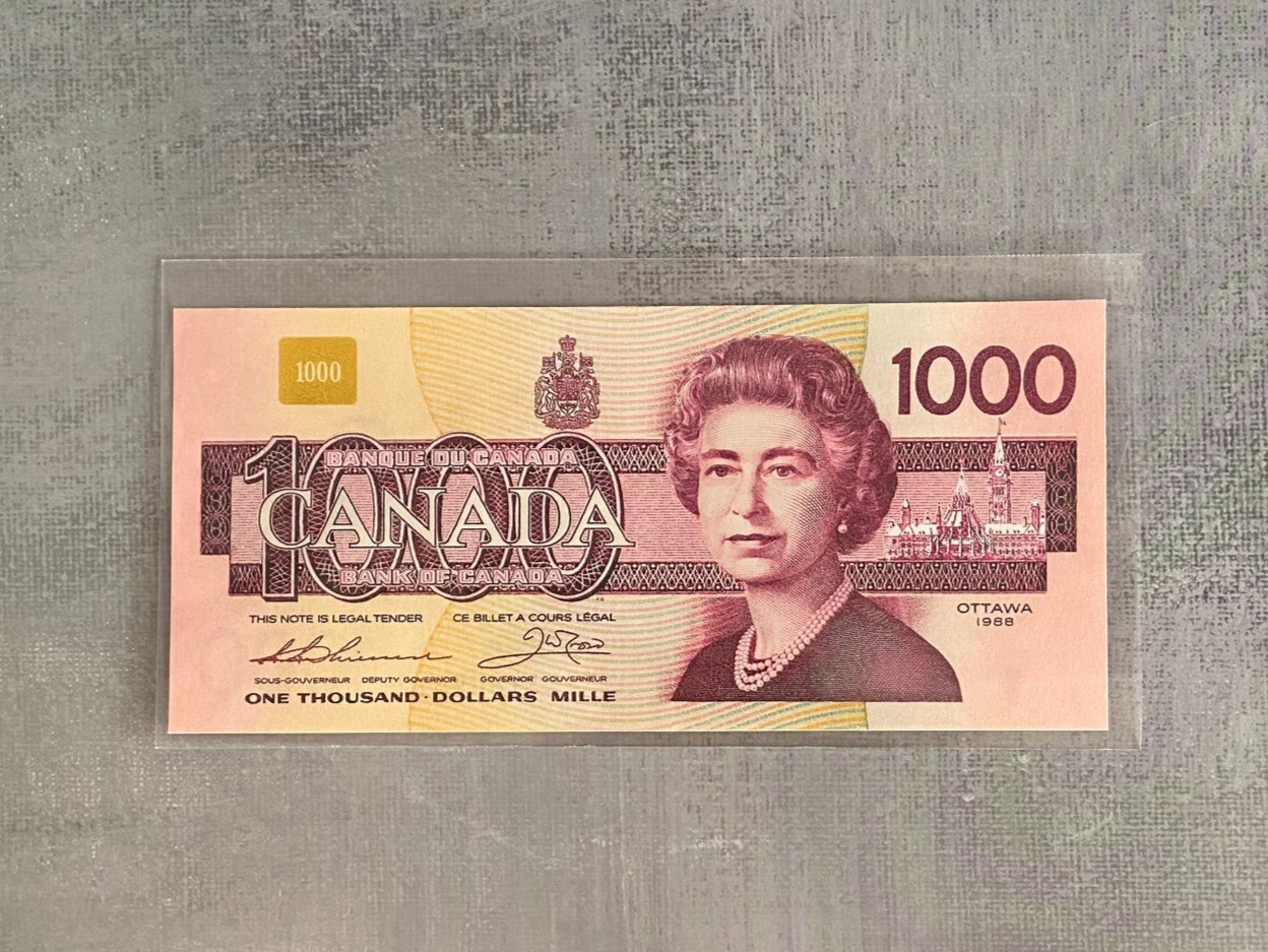 Fantasy Reproduction Banknote-Canada $1000 Dollar 1988 – Art replica For Framing