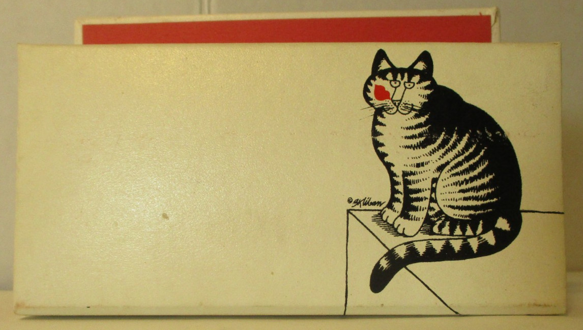 1980s KILBAN CAT C.R. GIBSON LETTER PAPER HOLDER WITH A RED LINER