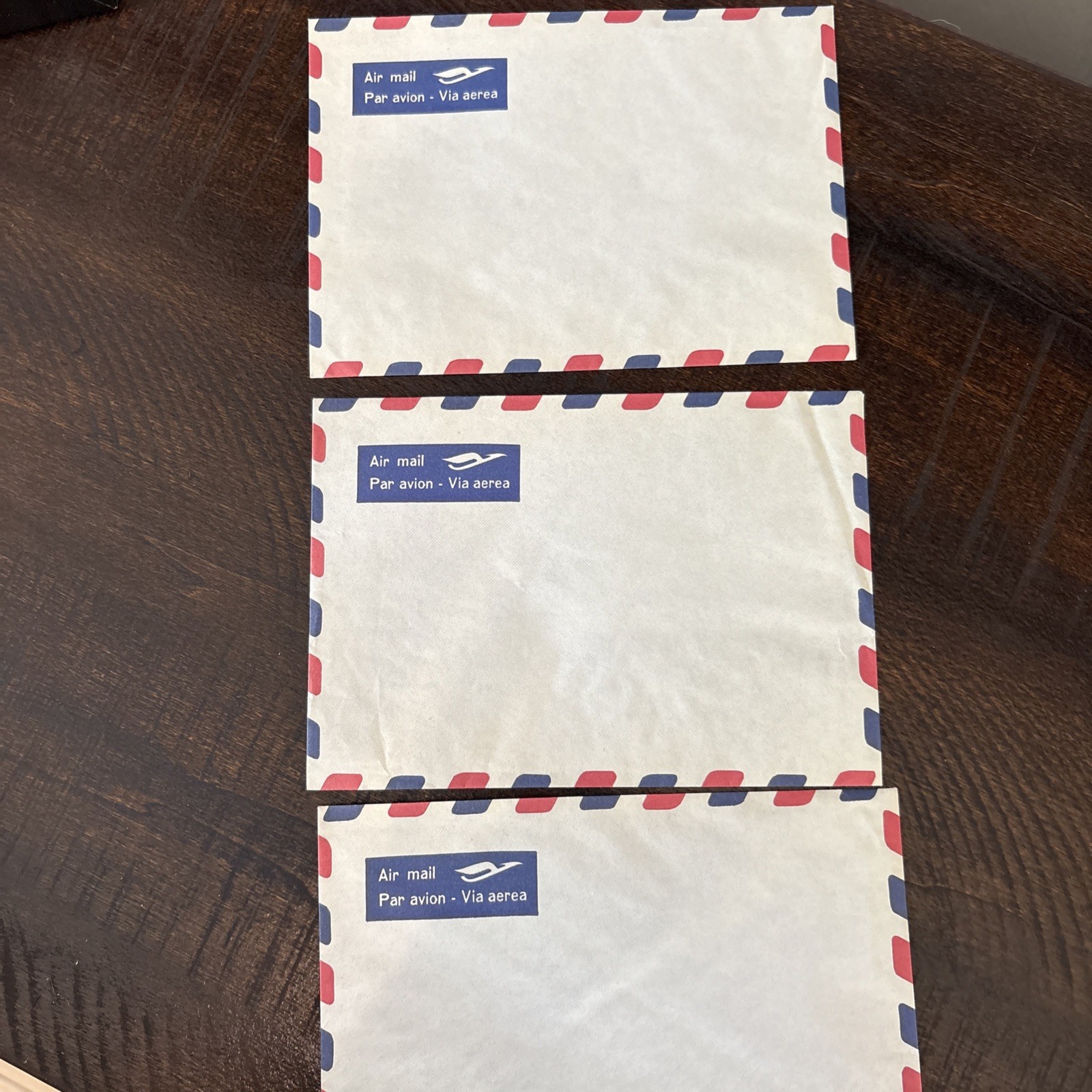 3 Vintage Air mail Par Avion Envelopes 11.5 x 16.2cm Blue Letter Roma CIT ticket