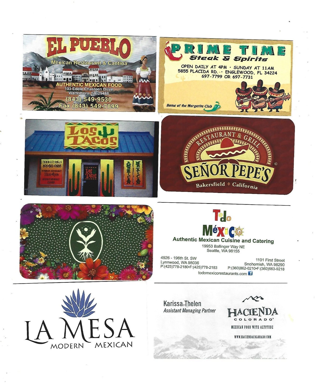 14 Mexican Restaurant Business Cards Colorful – Interesting