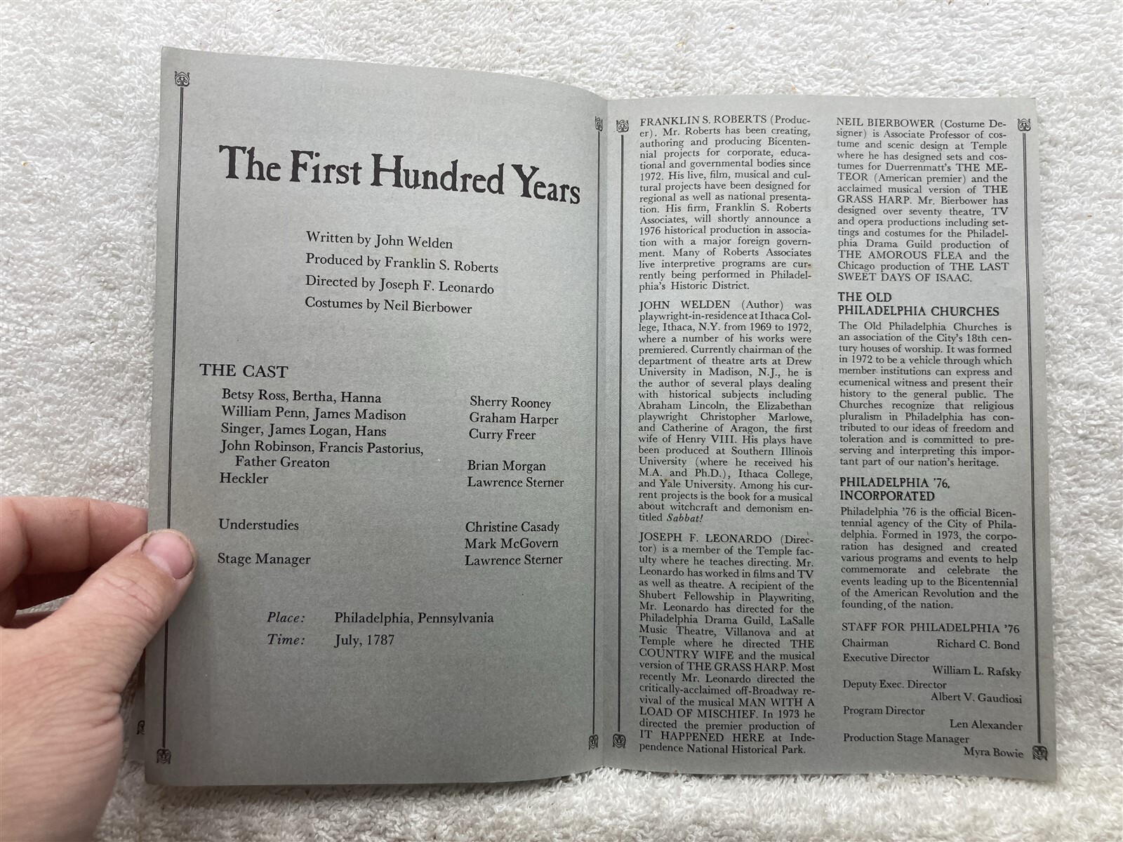 1975 The First Hundred Years Philadelphia Street Play Programs 1776 Vtg