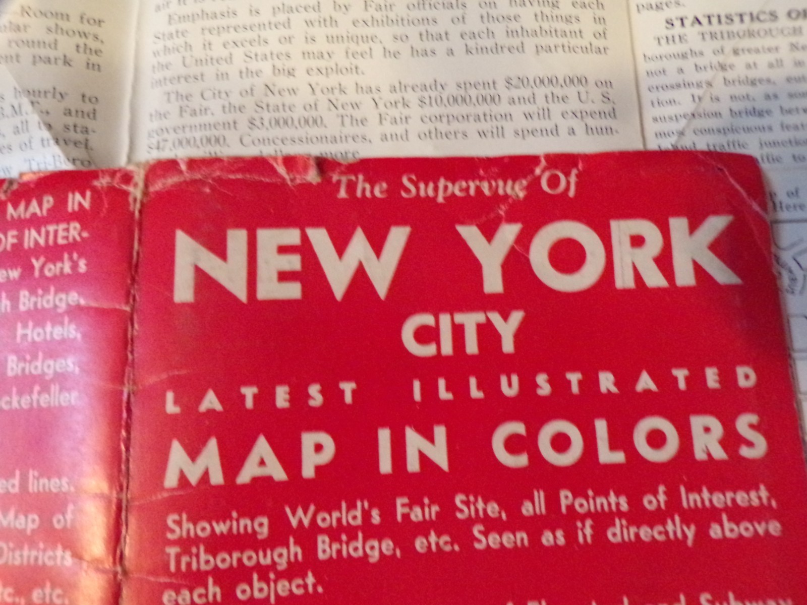 1938 New York City Illustrated Map World’s Fair Site Street Index Transportation