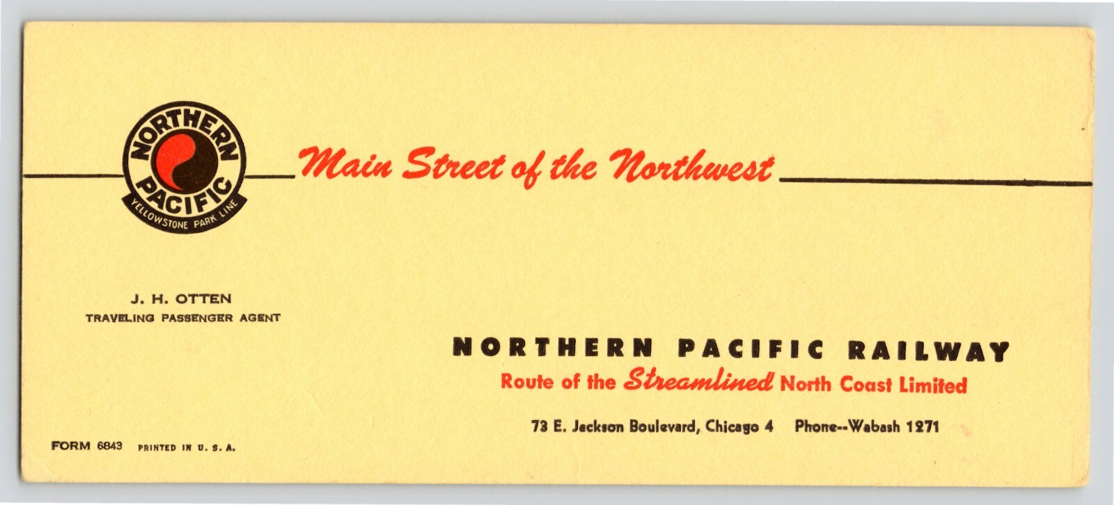 Northern Pacific Yellowstone Park Line Railroad Vintage Advert Ink Blotter 3.5×8