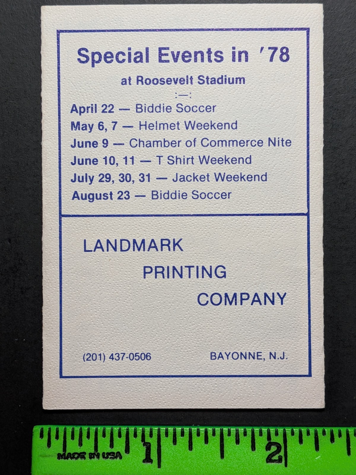 New Jersey Indians 1978 Foldout Baseball Pocket Schedule