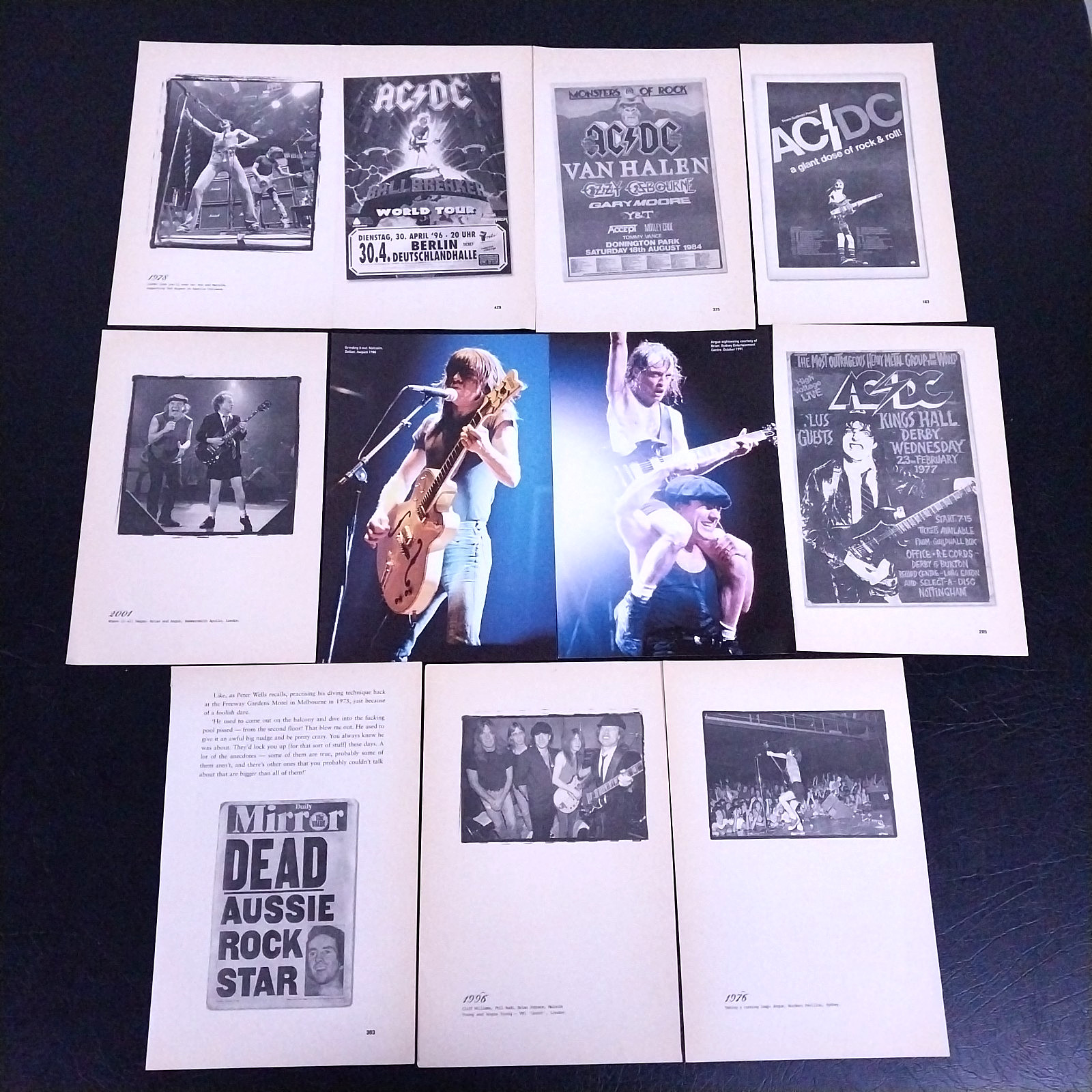 AC/DC Pictures Photos Lot of 23 Original Book Pages – Heavy Metal Music Wall Art