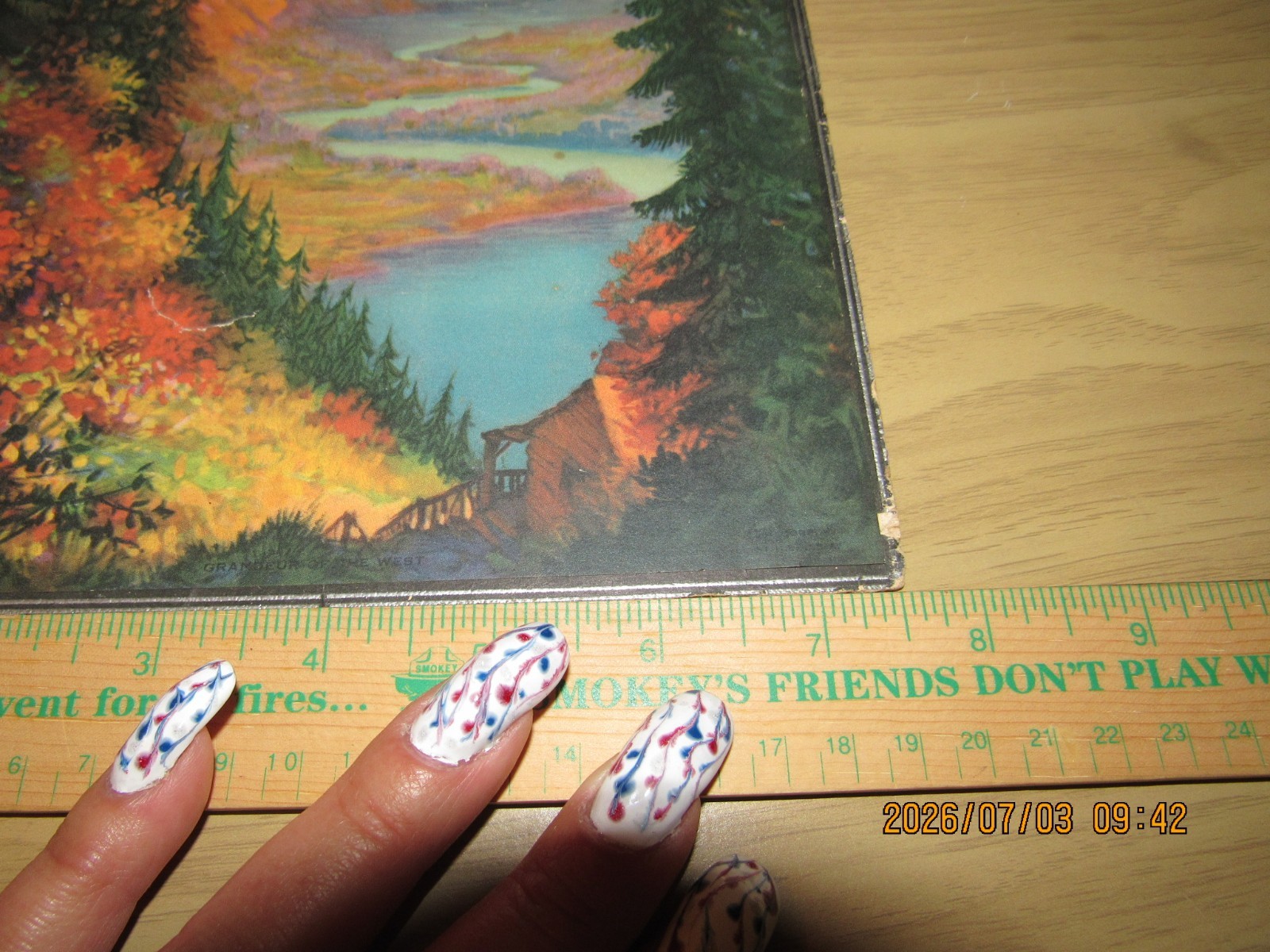 VTG Lithograph Stream Through the Hills