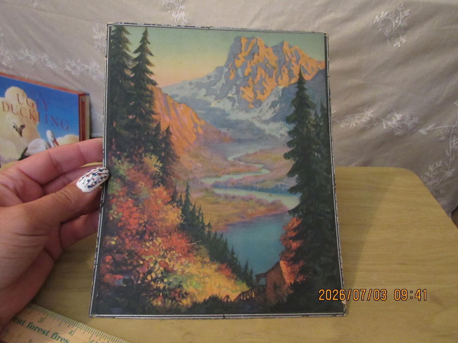 VTG Lithograph Stream Through the Hills