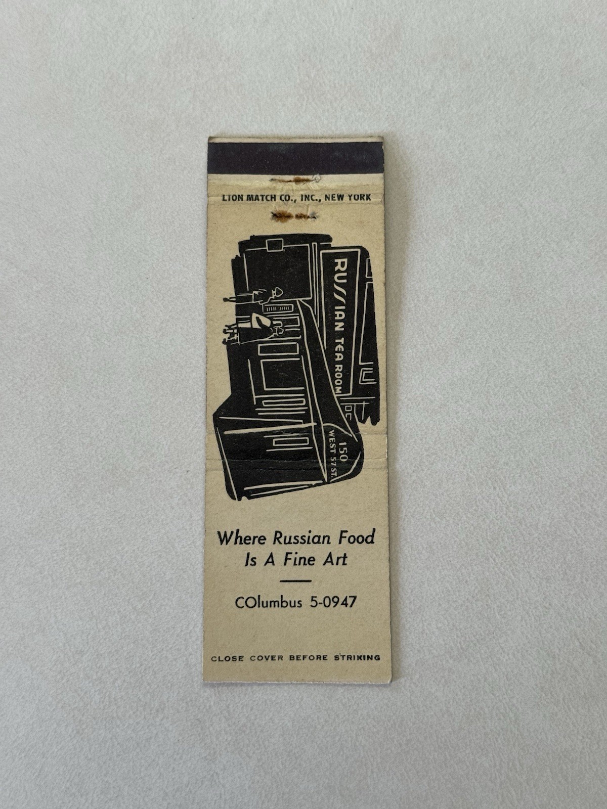 Russian Tea Room New York City Vintage Matchbook Cover 4C