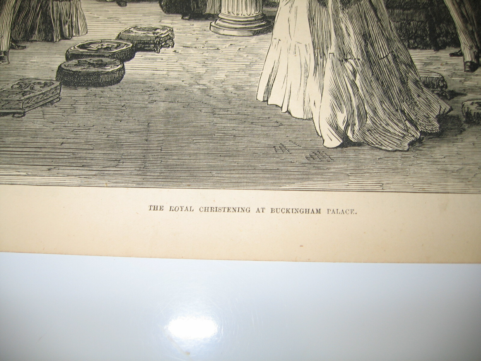 Old 1874 The Royal Christening at Buckingham Palace London Wood Engraving PRINT