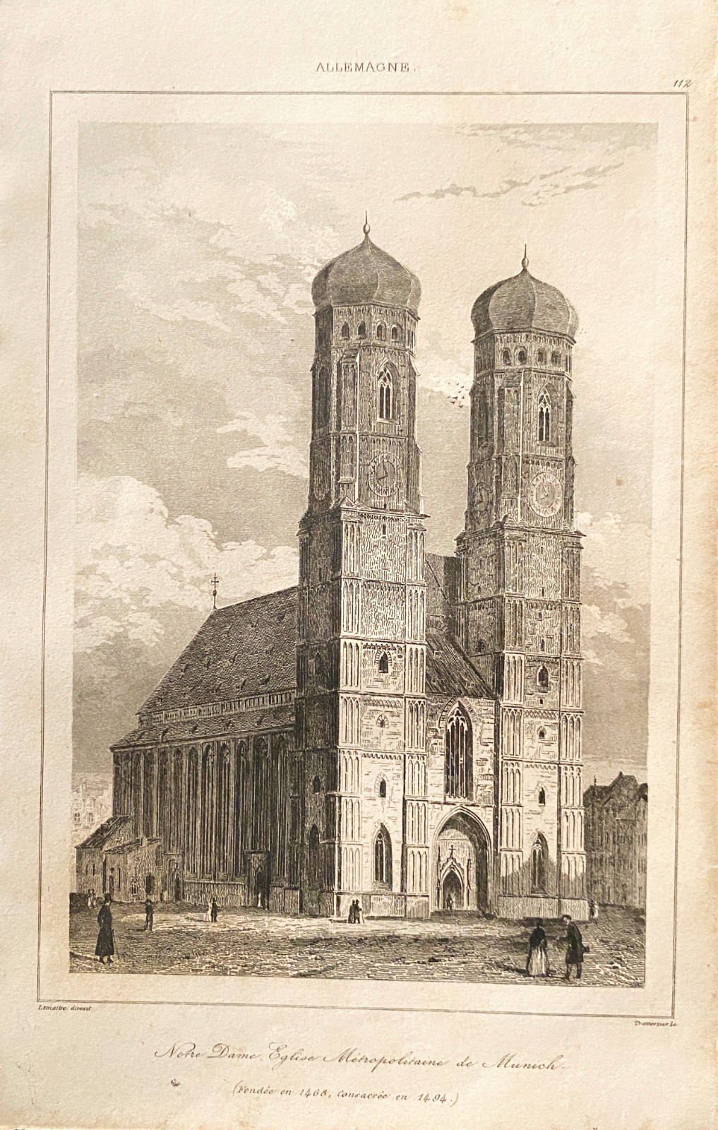 Engraving Germany “Notre Dame Metropolitan Church Of Munich”