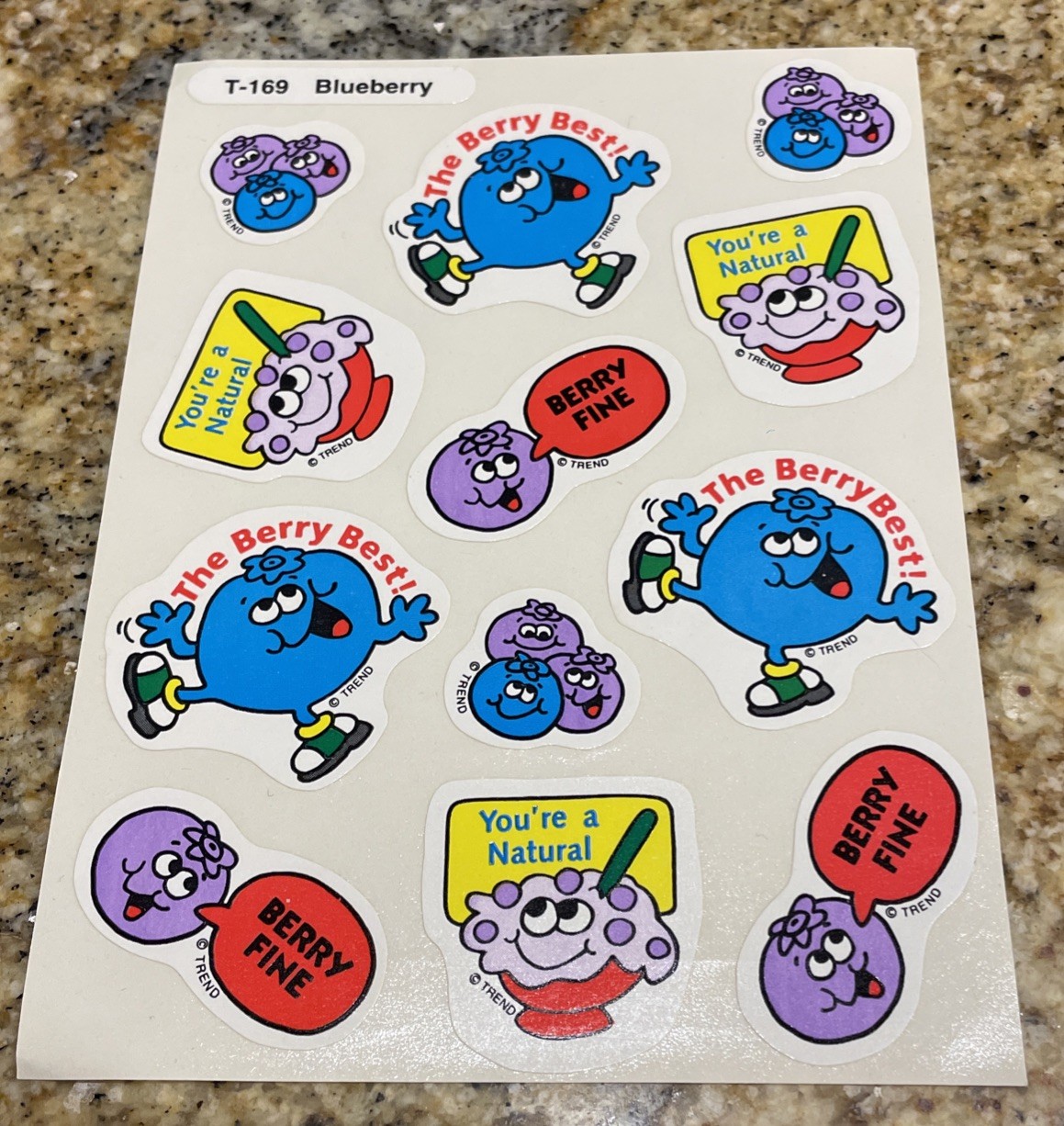 NEW Vintage TREND T-169 Scratch & Sniff Sticker FULL Sheet BLUEBERRY Scent RARE