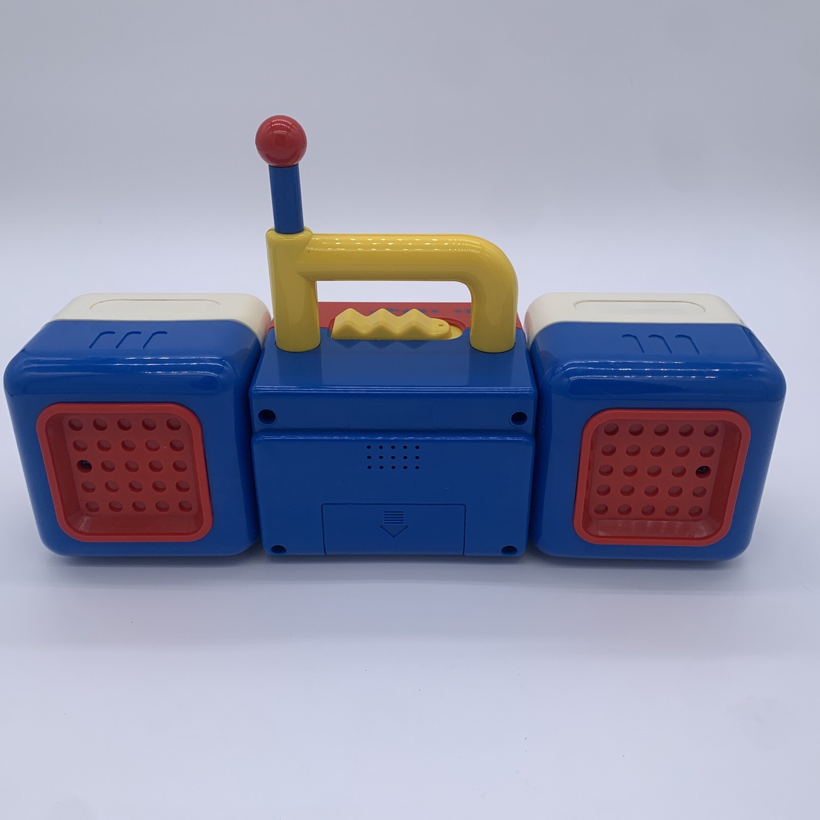 Vintage RARE Red White & Blue Nursery Rhymes Playing Toy Boom Box with Handle