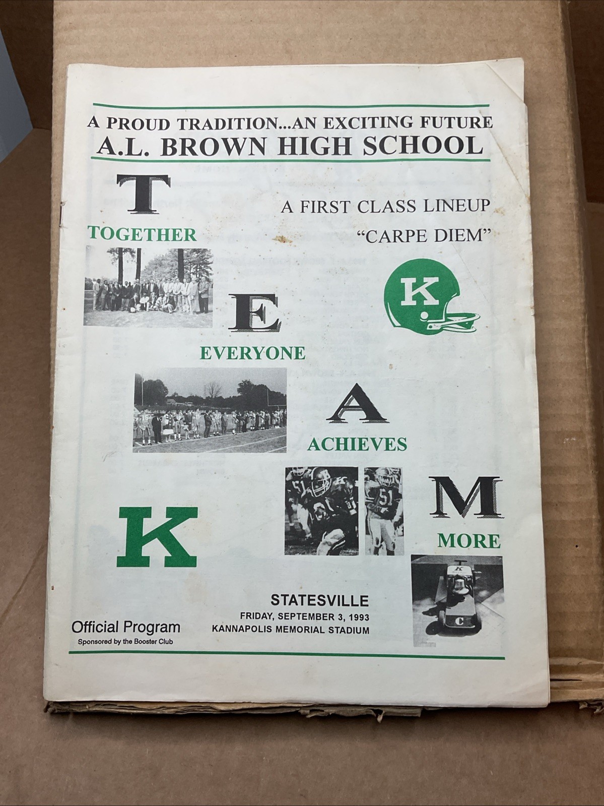 3 Sep 1993 Football Program A.L Brown Vs Statesville High School Nc B69