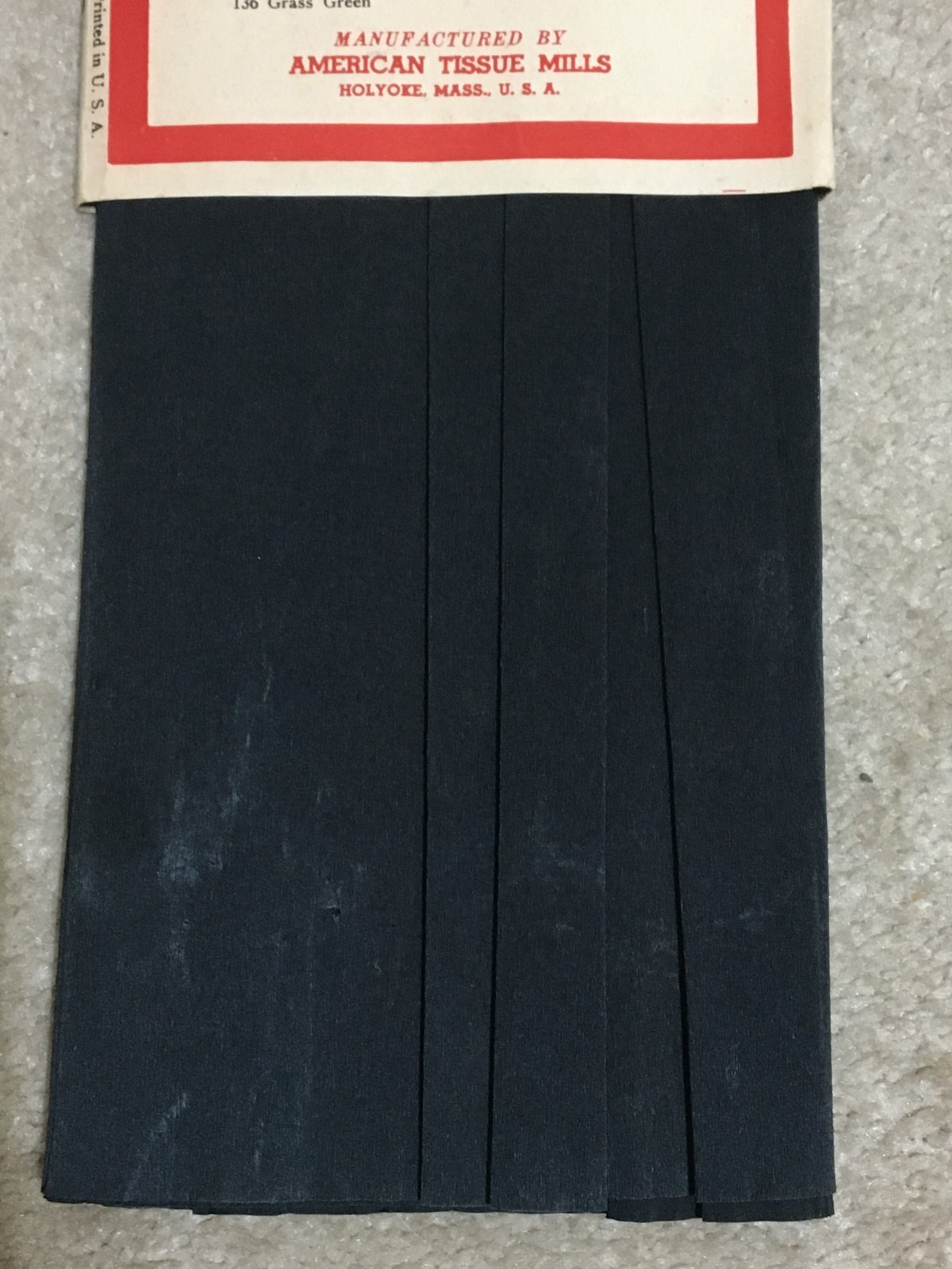 Vintage c1930’s VELVET brand Crepe Paper by PERKINS #103 Black 9 feet x 20″