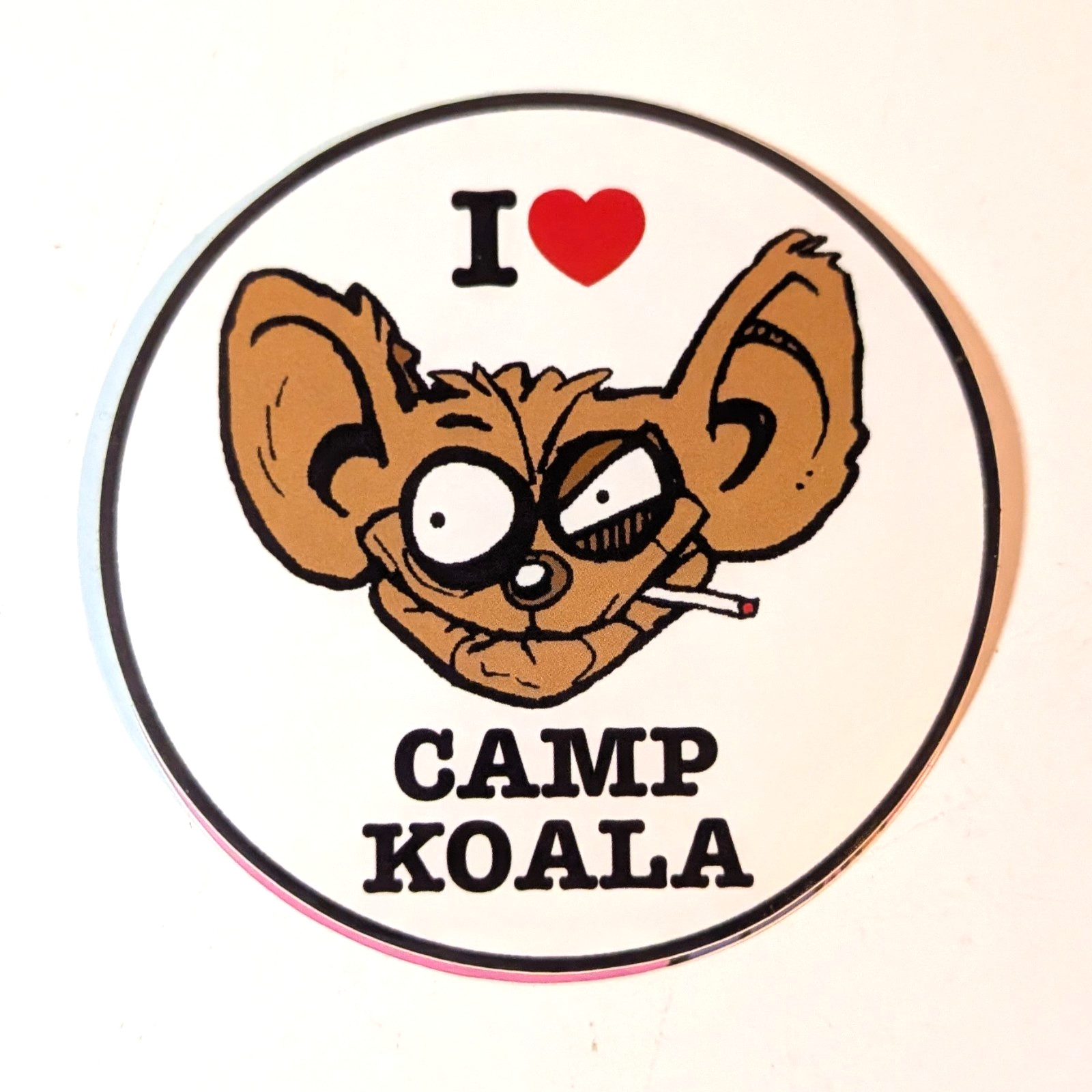 Tank Girl I Love Camp Koala Official Vinyl Decal Sticker, Color, Round, Heart