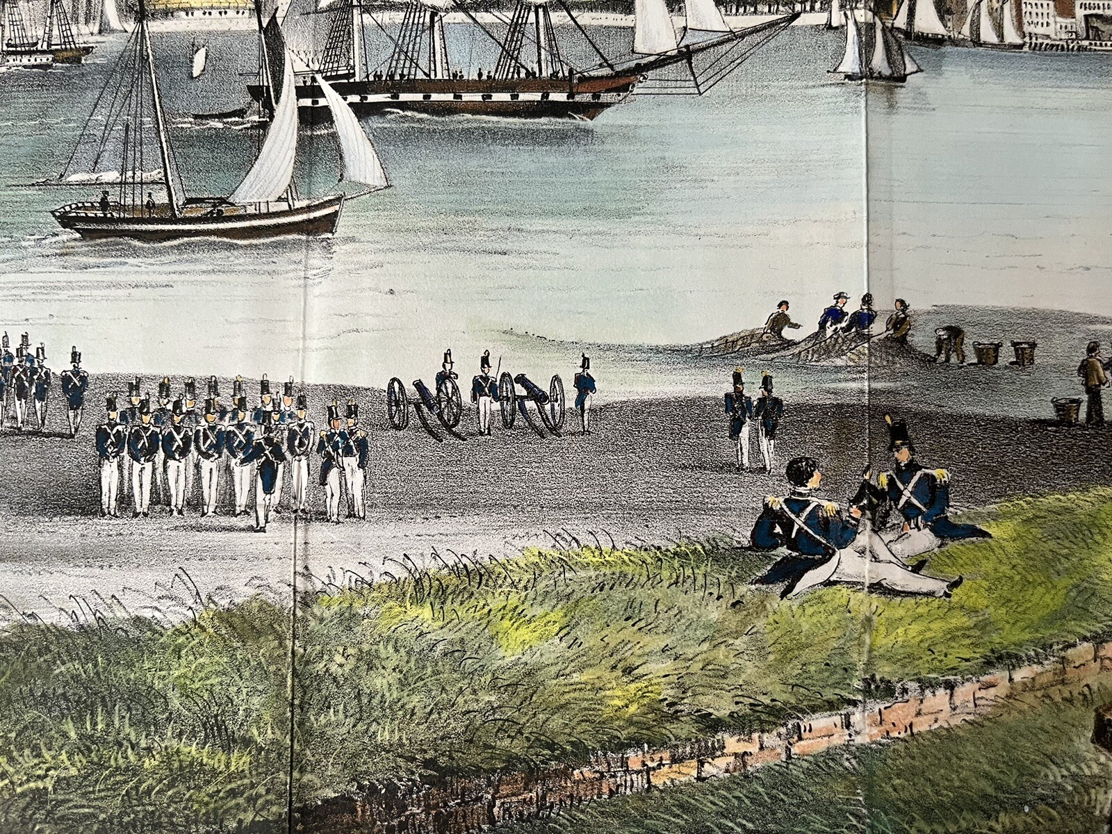 HAND COLORED PRINT GOVERNORS ISLAND, NEW YORK CITY, FROM 1860 VALENTINE’S MANUAL