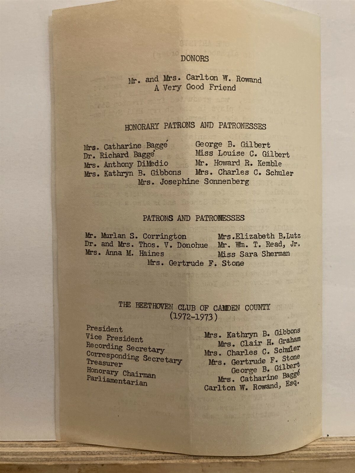 1972 Beethoven Club of Camden Cherry Hill Mall Concert Program New Jersey NJ Vtg