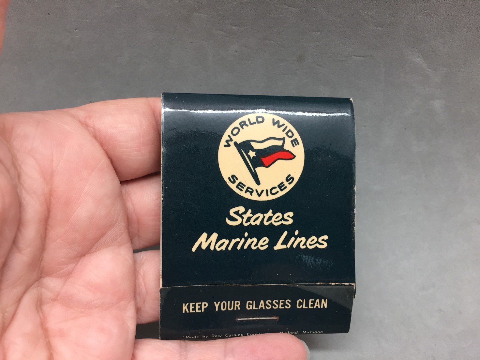 Steamship States Marine Lines World Wide Services Eye Glass Wipe Matchbook Style
