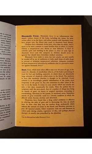 Metropolitan Life Arthritis Booklet 1953 Medical History Pamphlet Health Guide
