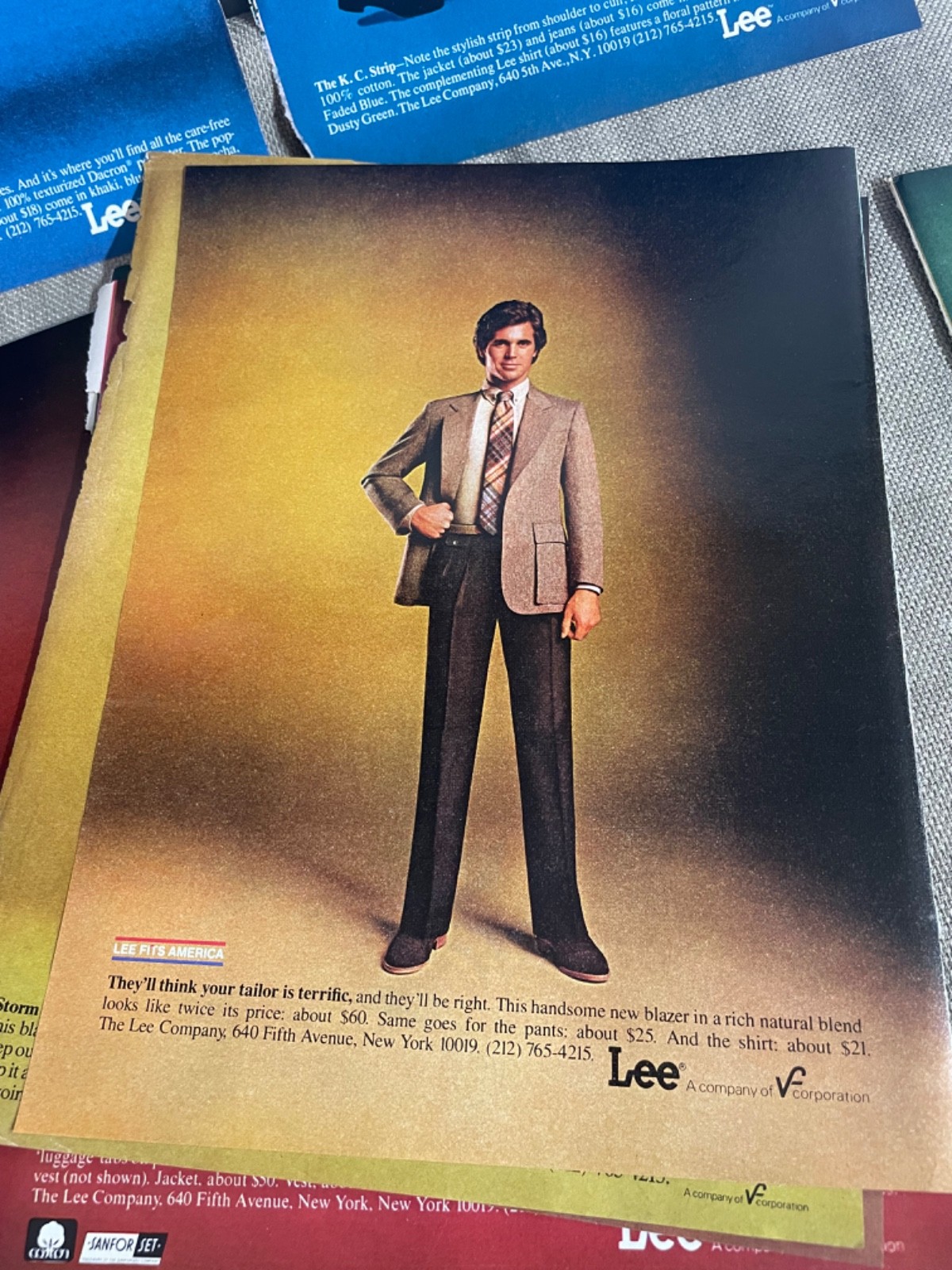 Lee Fits America 1970s Magazine Avertisement Ads lot of 9 Mens Fashion