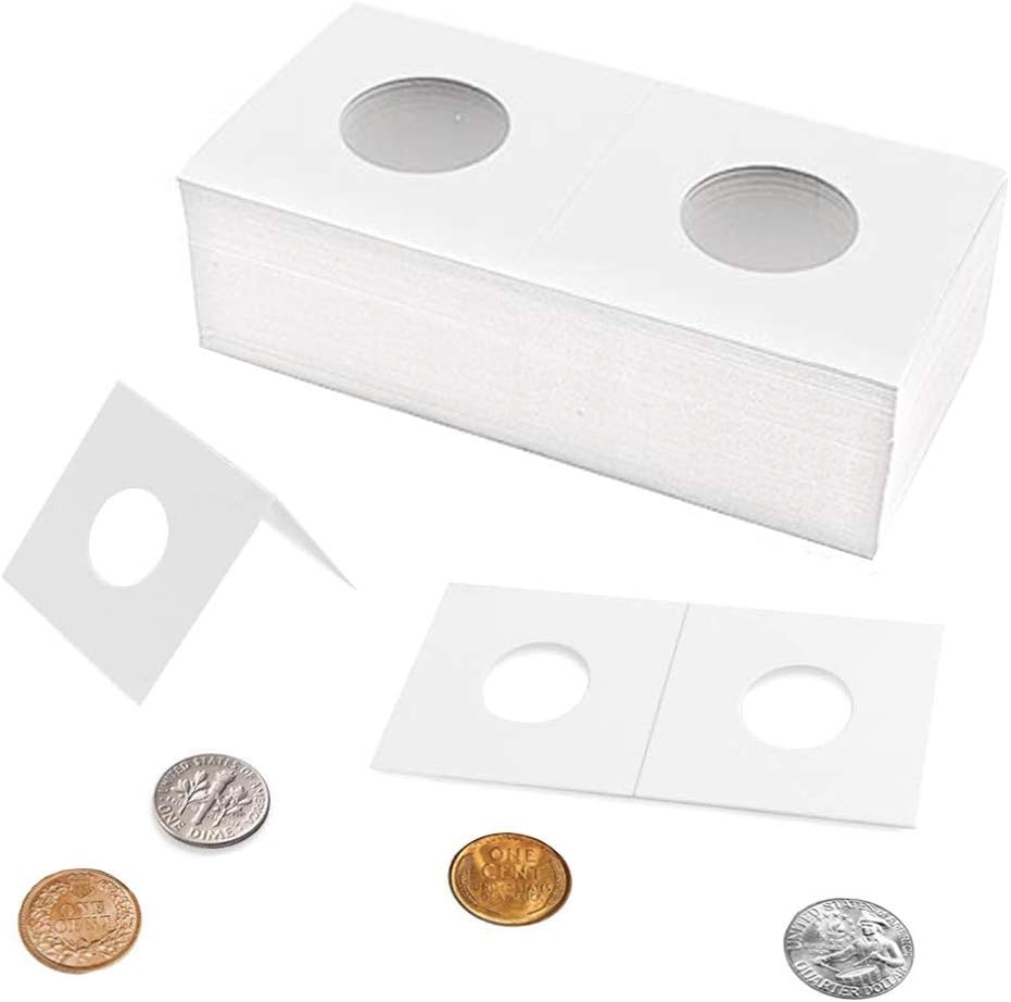100PCS Cardboard Coin Holders 20.5mm 2″x2″ Storage Flips for Pennies & Dimes