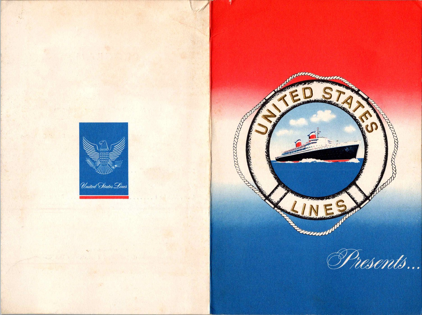 United States Lines Menu 1964 S S United States Evening Entertainment Cabin