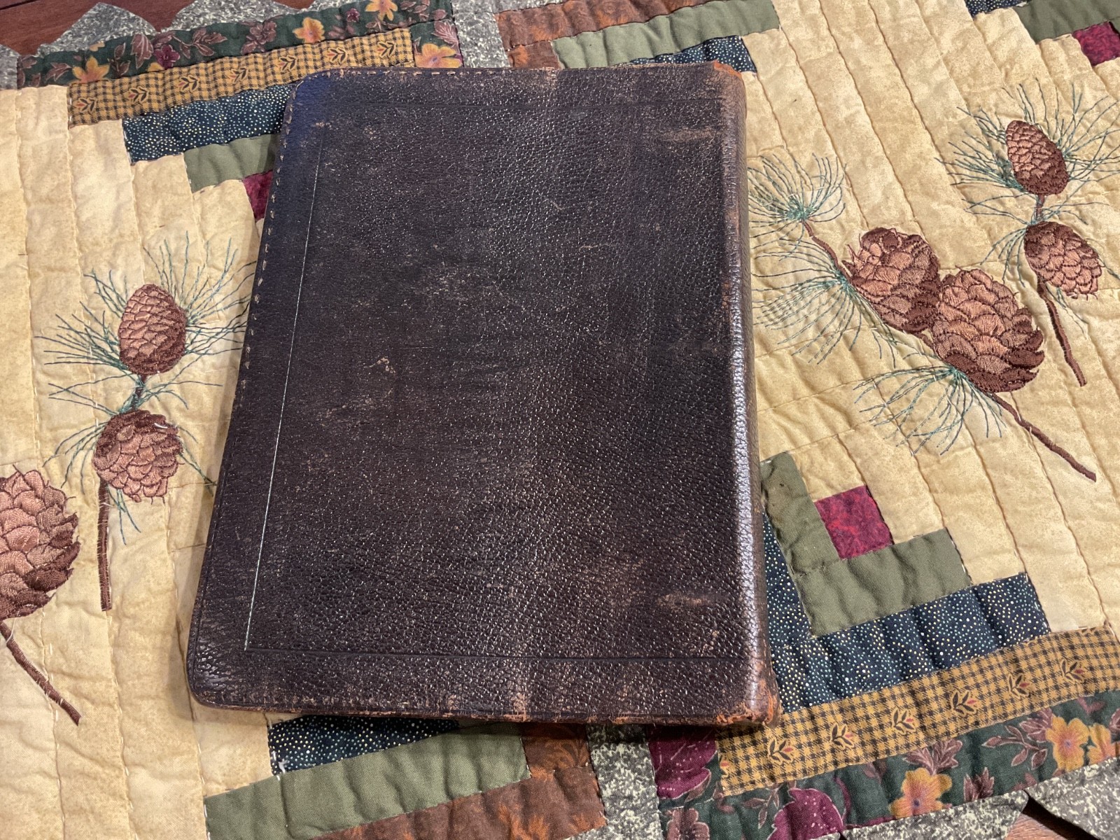 Early 1900’s Leather Bound Loose Leaf Ring Binder Ledger Notebook, Blank Pages