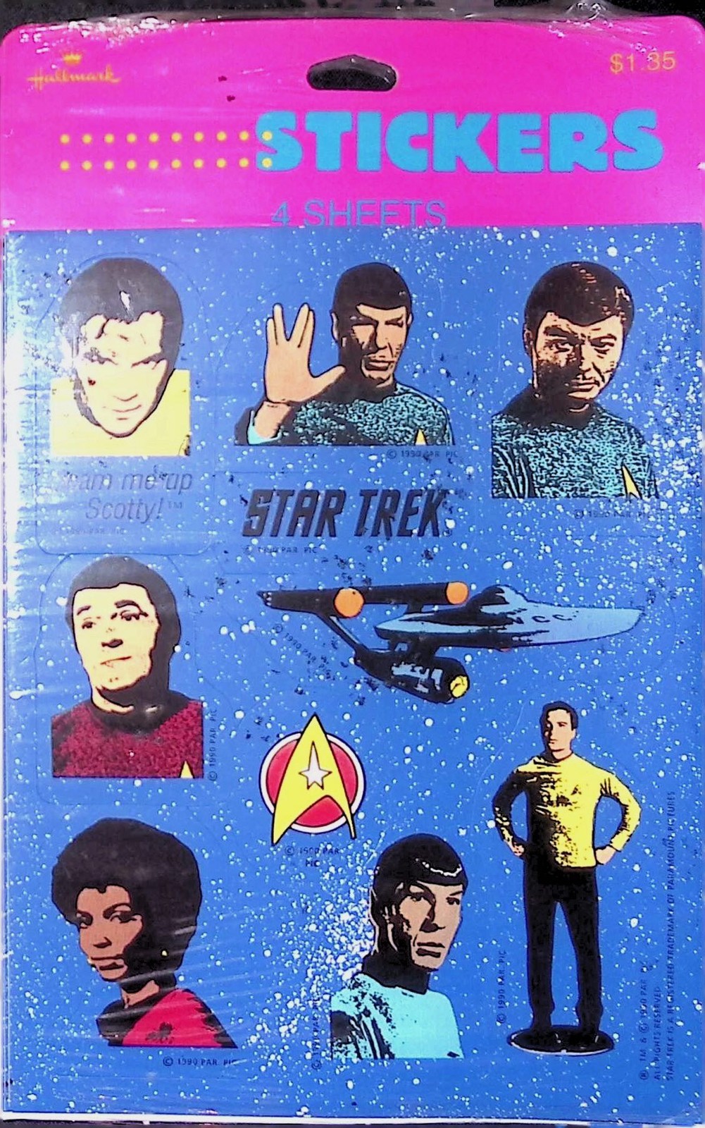 1990 Hallmark Star Trek Stickers Sealed 4 Sheets Point-of-Purchase