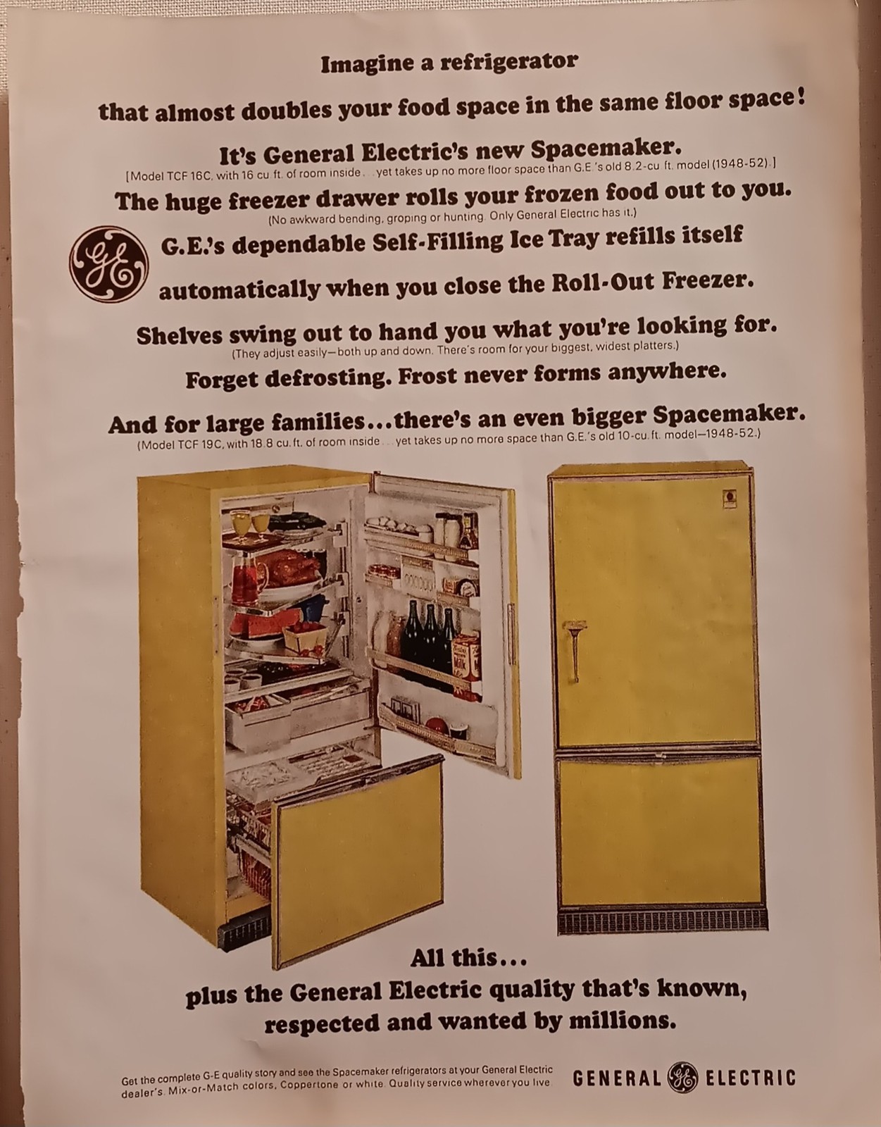 Vintage General Electric Refrigerator Ad July 65 Better Homes & Gardens Magazine