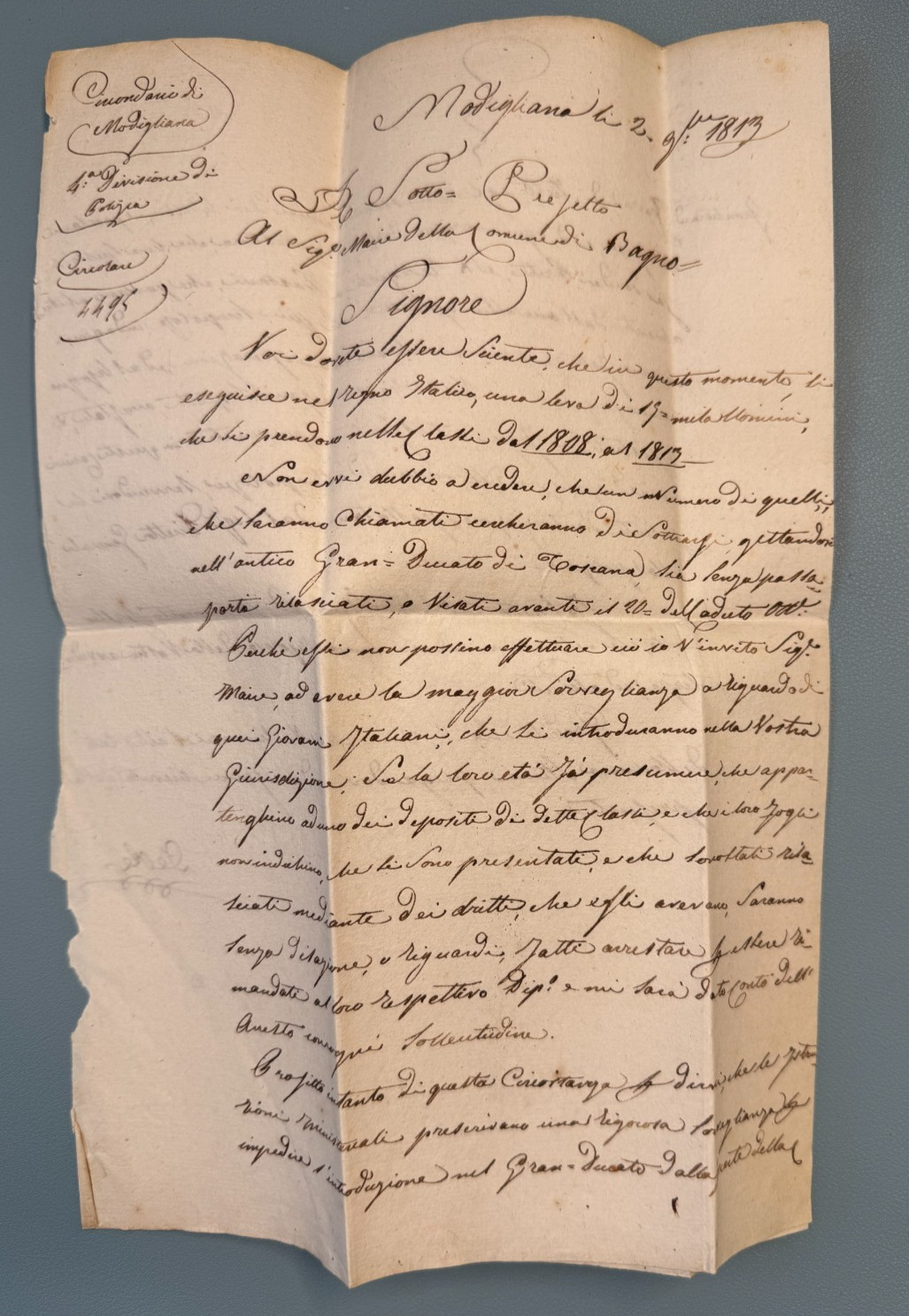 1813 Letter From MODIGLIANA (Conquered Territory Of The ARNO) 112 SUP