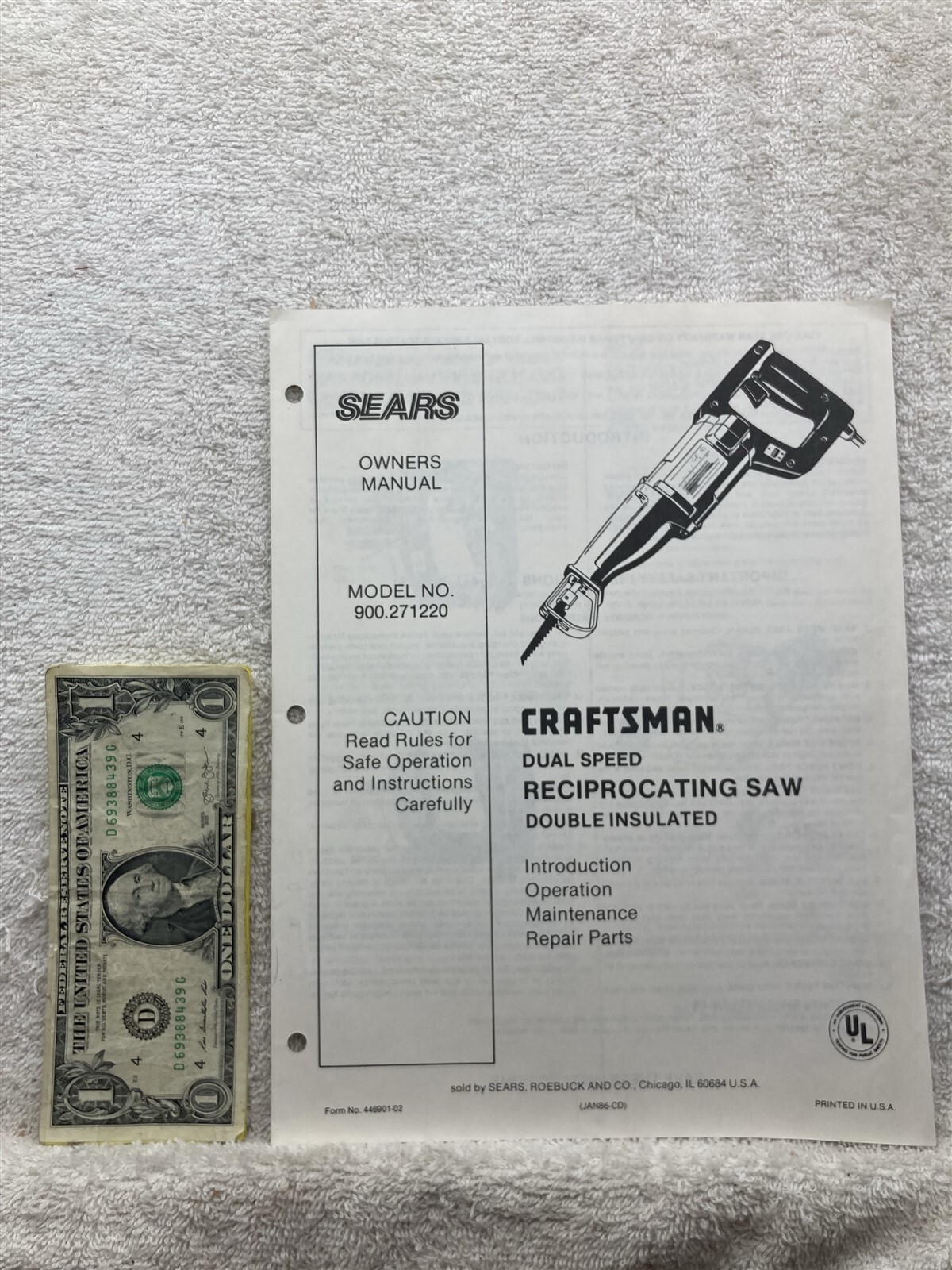 1966 Craftsman Reciprocating Saw 315.27840 Sears Owners Manual Vtg