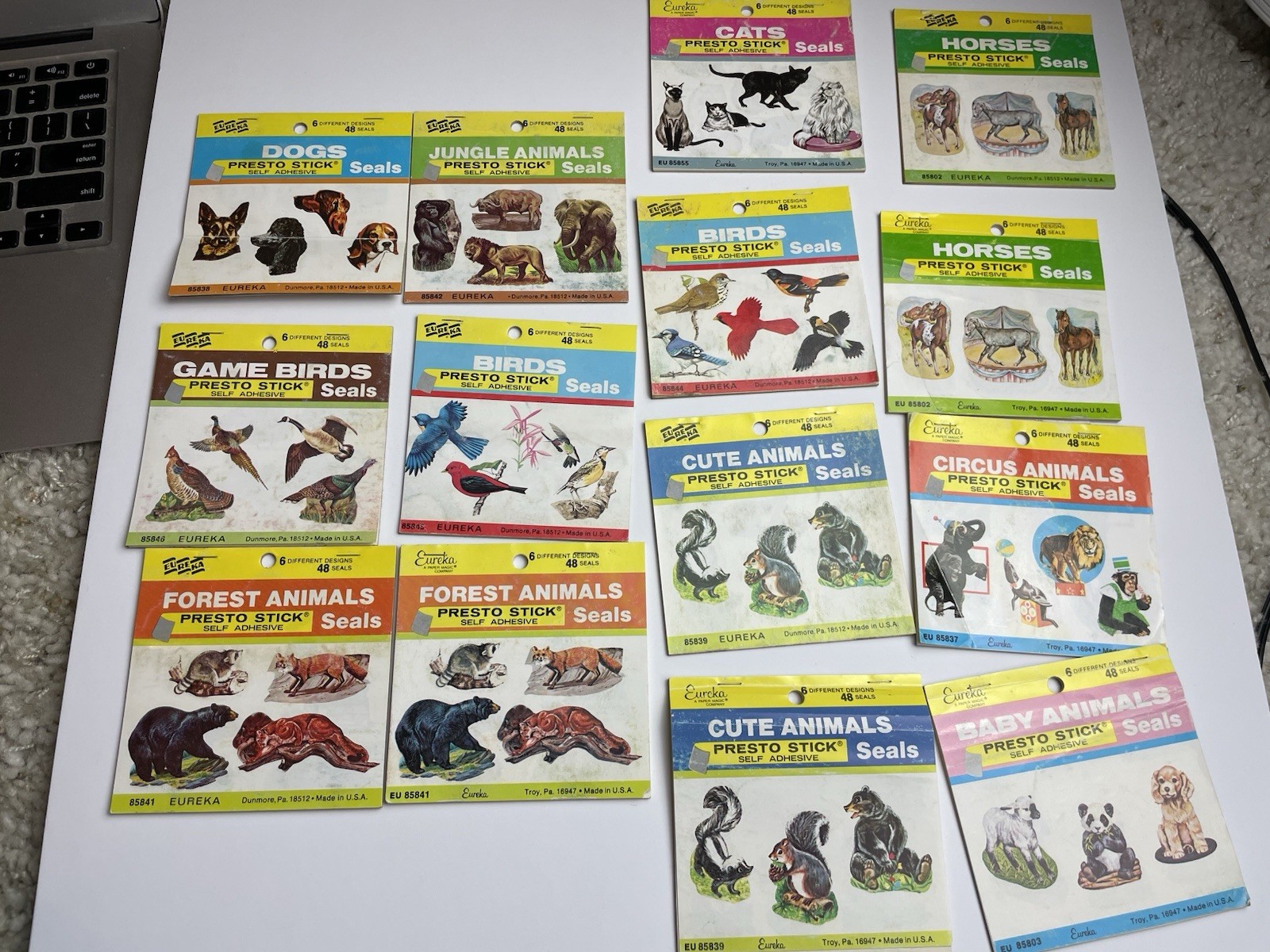 Vintage Lot Of Seals Eureka ANIMALS Dogs Jungle Cats Horse Birds Cute Etc