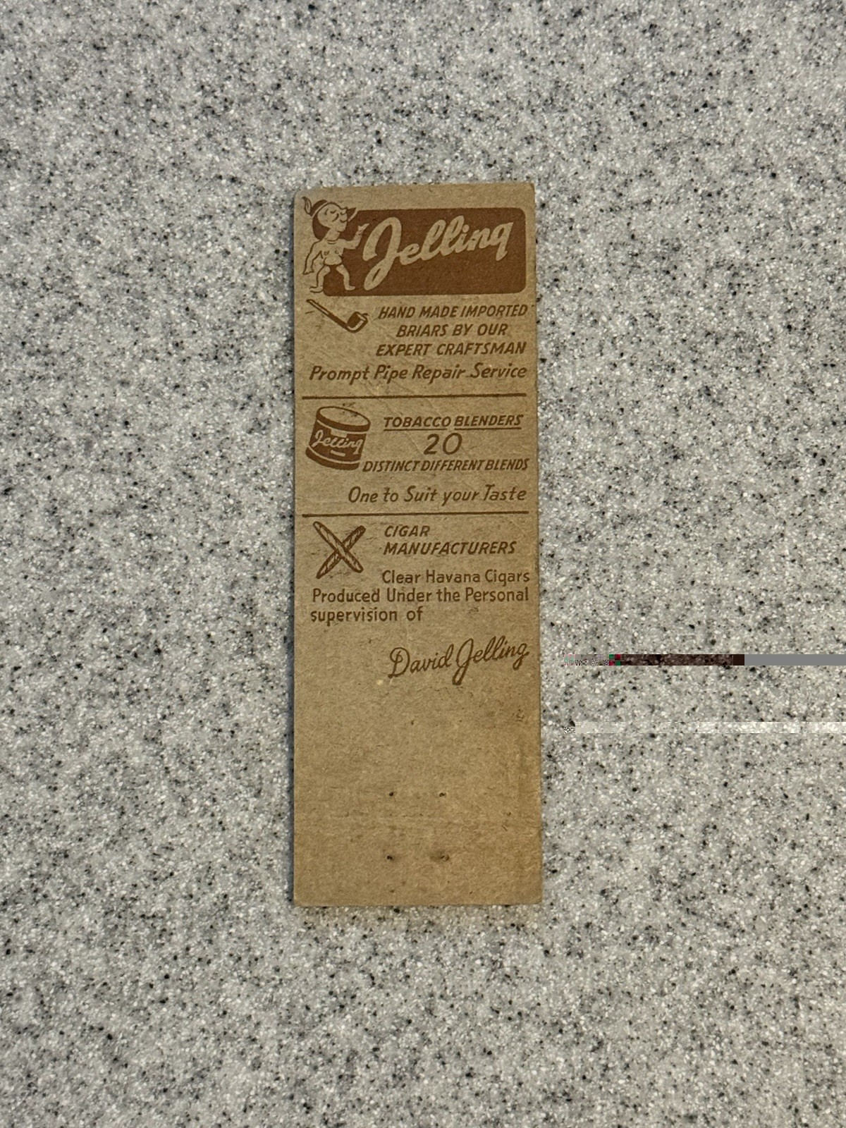 Jelling Tobacco Manufacturer Newark New Jersey Vintage Matchbook Cover N2