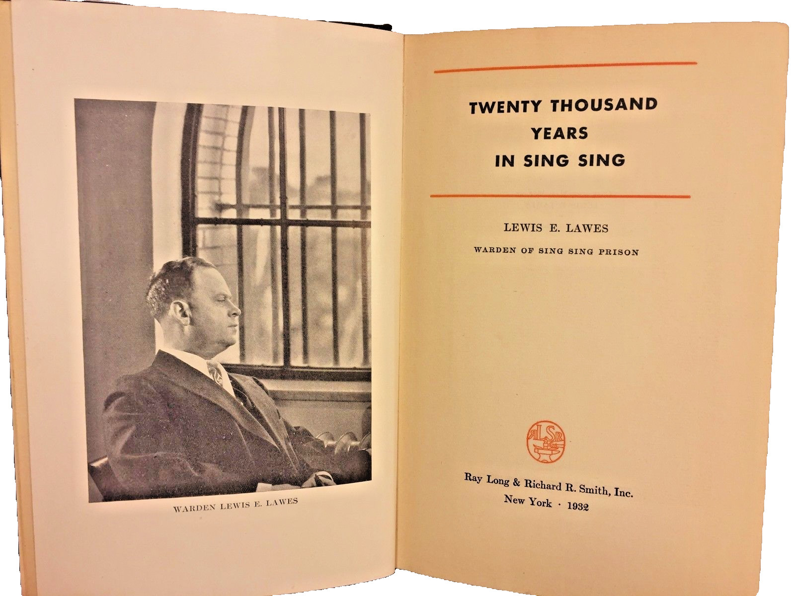 20000 Years in Sing Sing by Warden Lewes Lawes 1st Edition 1932 w/ Dust Cover