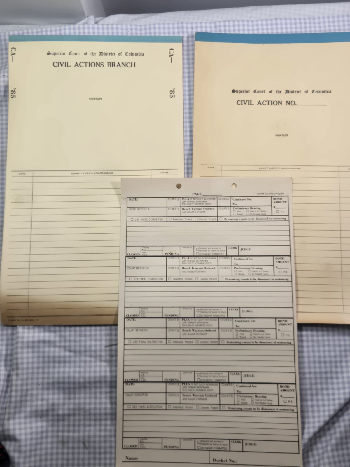 Vintage 1980s DC Superior Court Civil Action File Folders Court Forms Lot