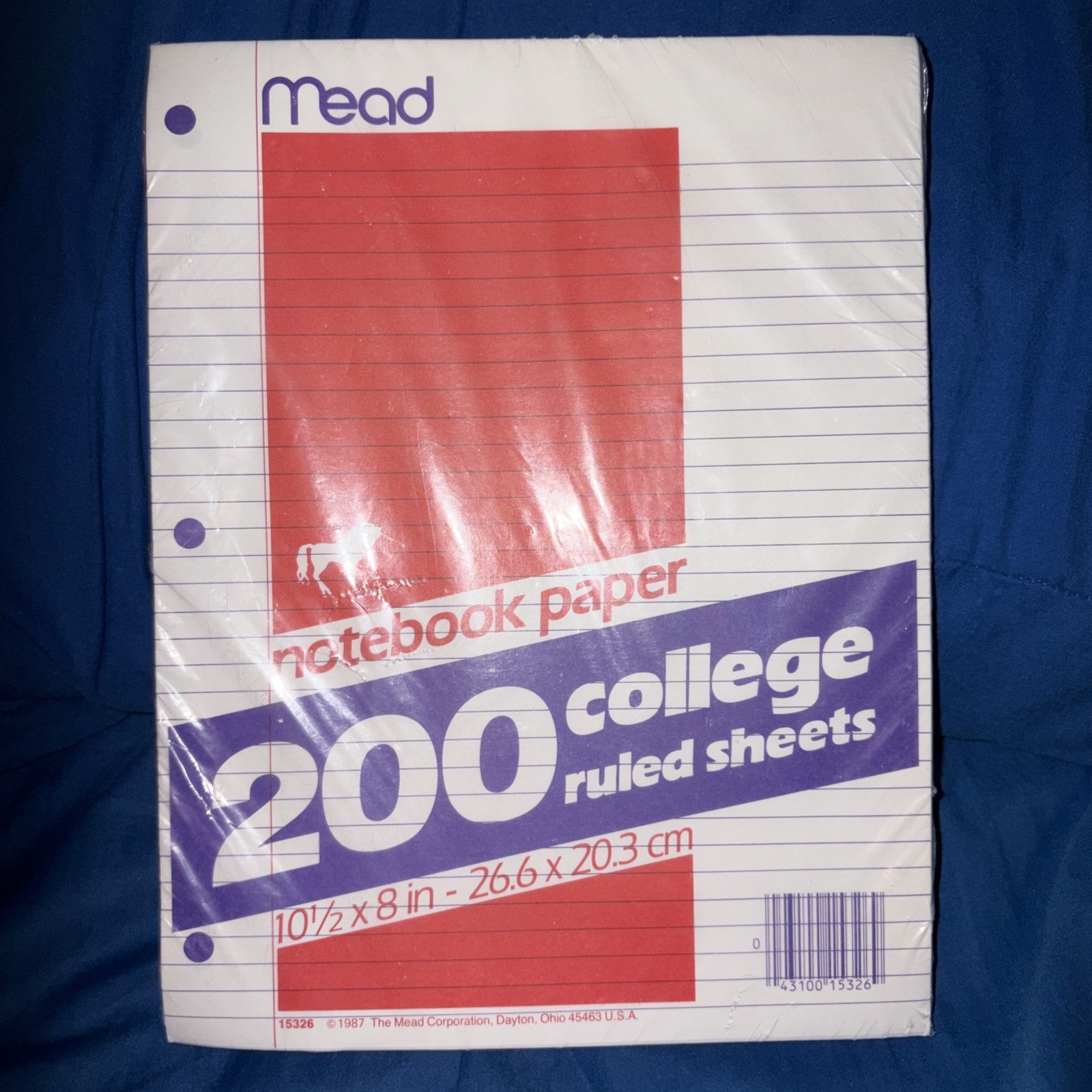 Vintage Mead Notebook Paper 1987 Unicorn Emblem 200 Sheets College Ruled 10.5×8