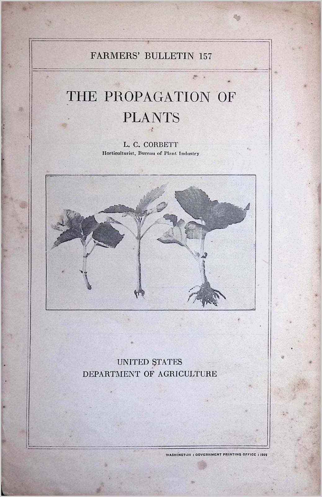 USDA Farmers’ Bulletin 157 Plant Propagation 1900 Pamphlet Softcover Agriculture