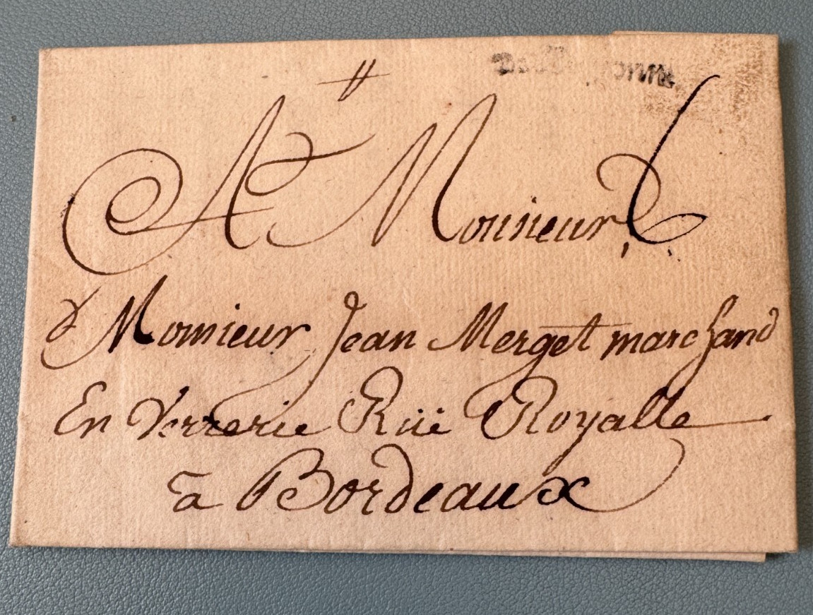 1777 Letter Bayonne Bordeaux Jean Merget Seal Wax Vitrine Commerce