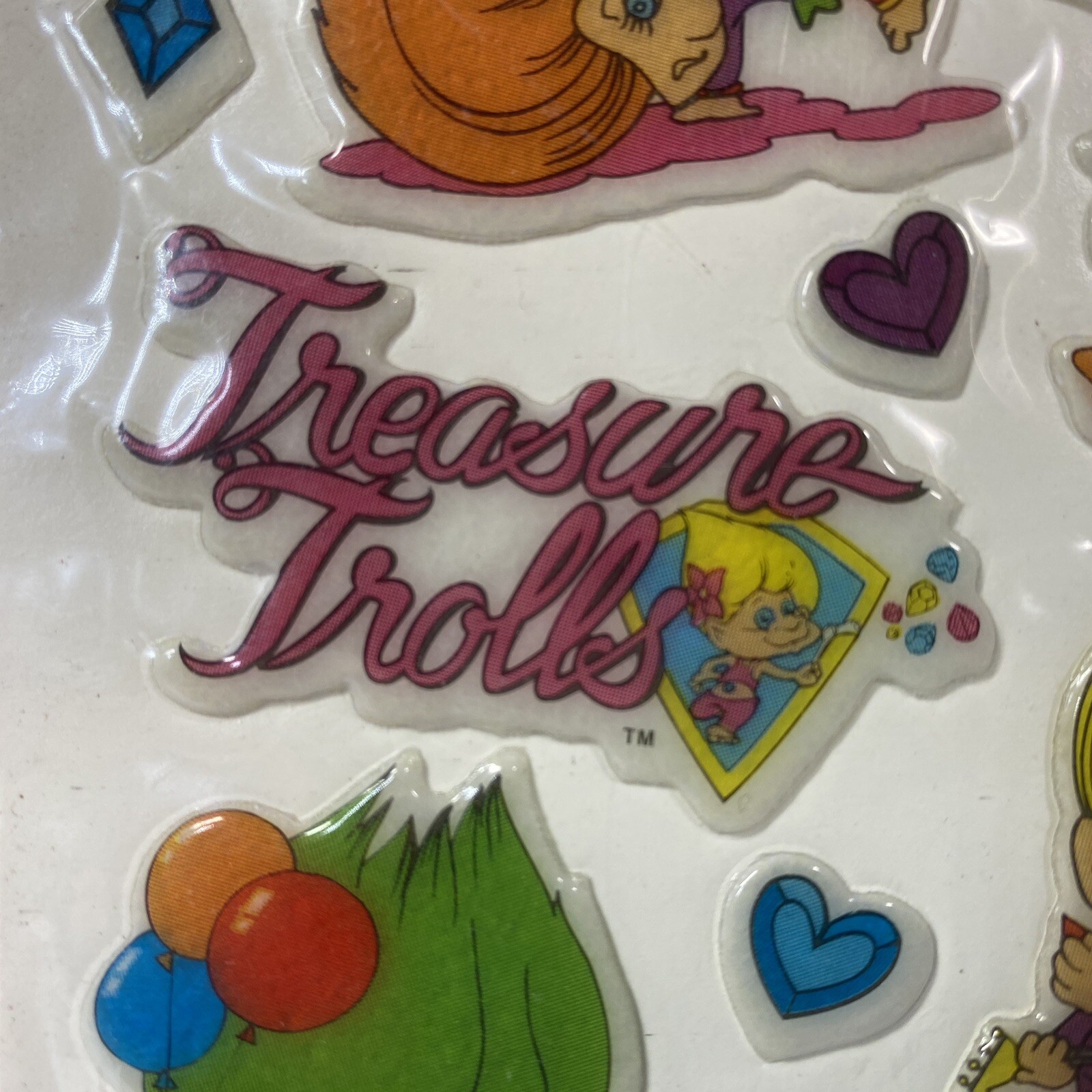 Vintage Treasure Trolls Puffy Stickers 4×6 Sheet 1992 NOS Sealed Package NEW