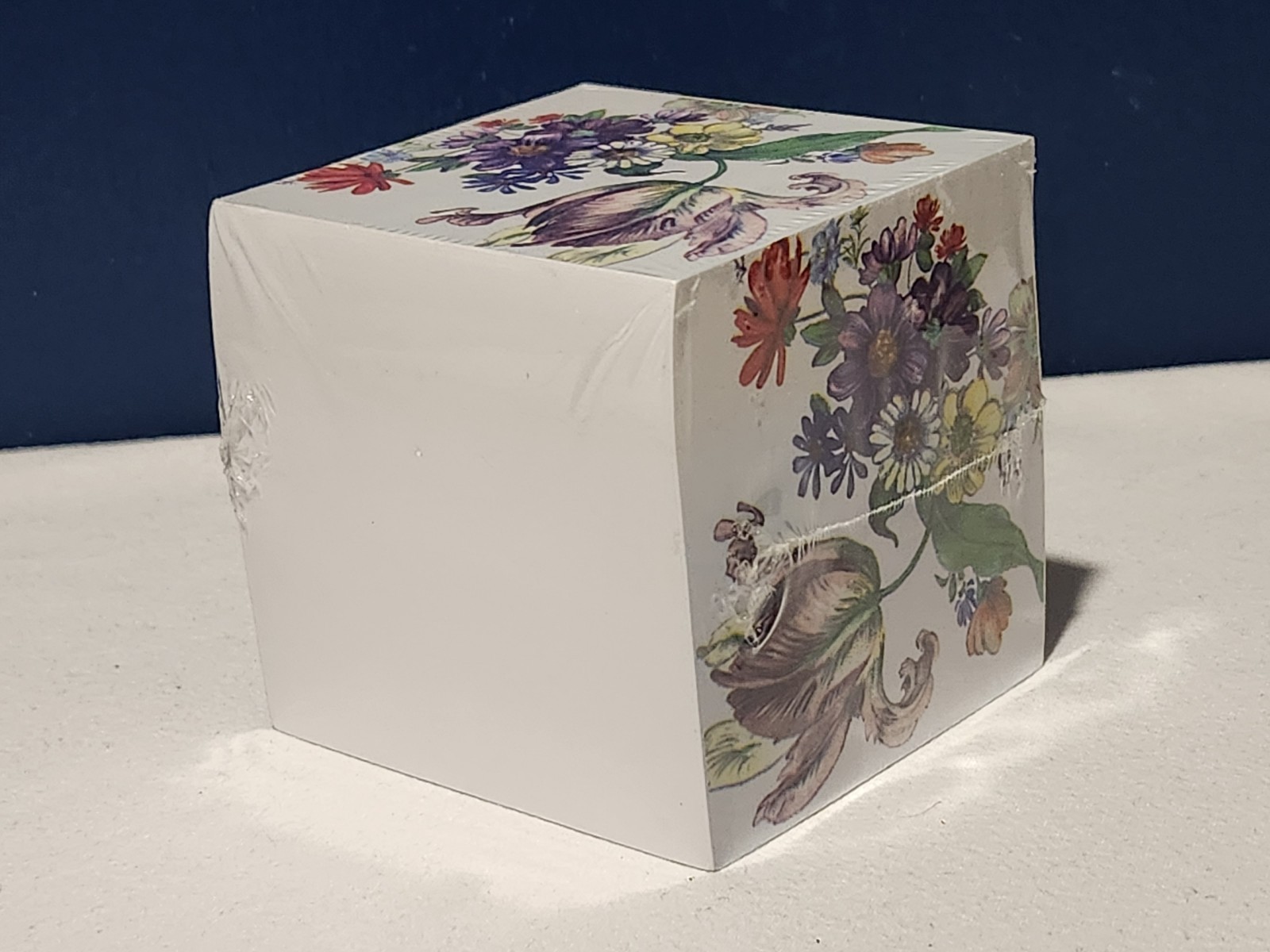NEW ~ MACKENZIE CHILDS “Flower Market” Sticky Note Pad Cube ~ SEALED