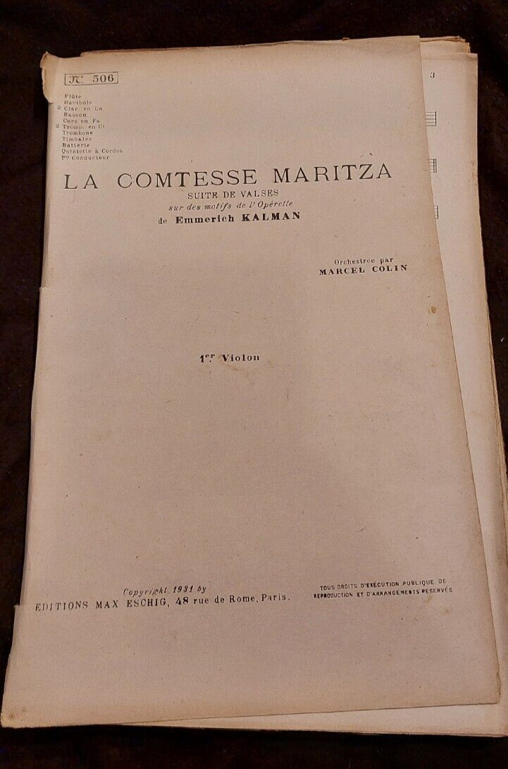 Partition The Countess Maritza Kalman 1St Violin Sheet Music