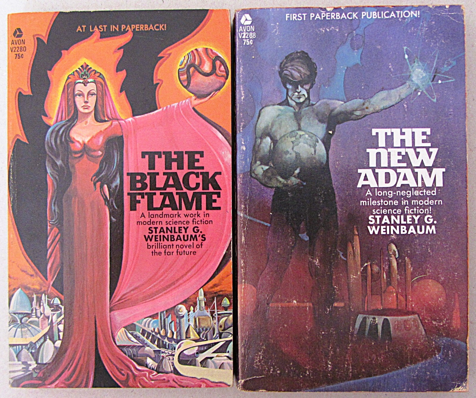 THE BLACK FLAME + THE NEW ADAM~STANLEY G. WEINBAUM~AVON BOOKS~1969~1st PB PUB