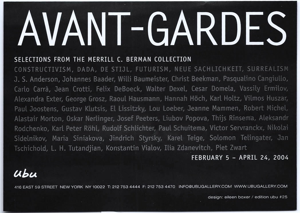 AVANT-GARDES 2004 OFFSET COLOR LITHOGRAPH MINIATURES UBU GALLERY