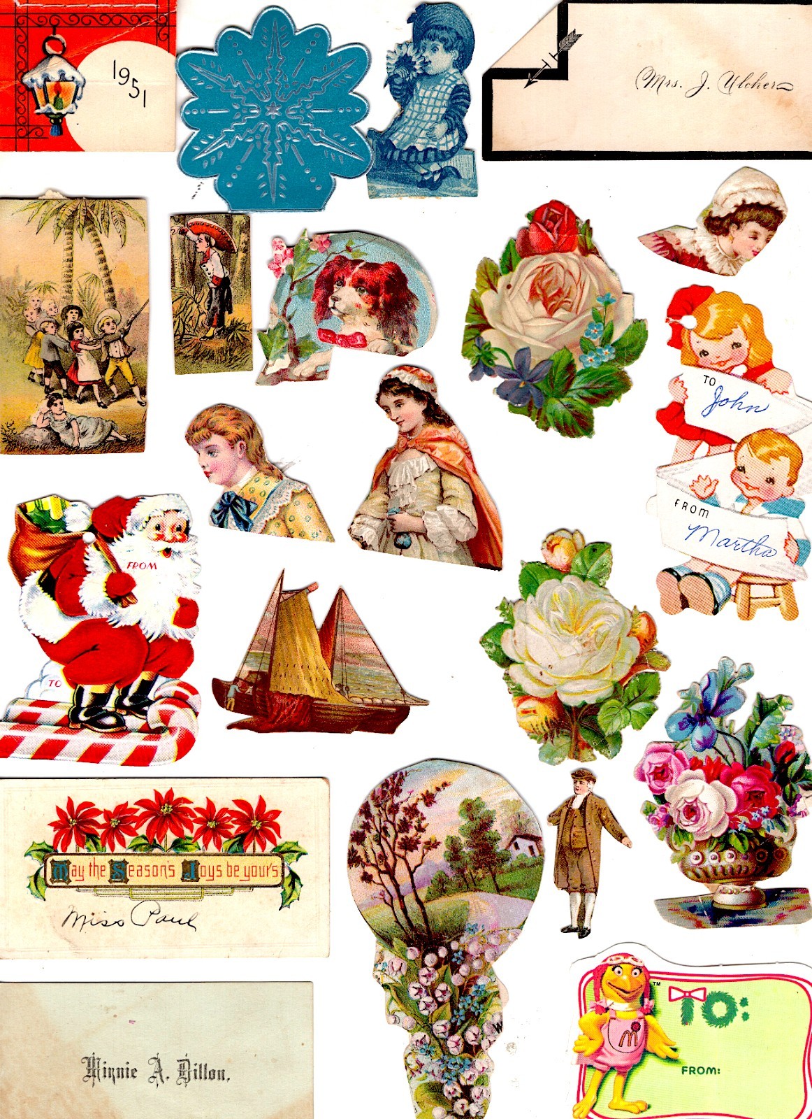 Euphemera Assorted Vintage Paper Photos Cards Postcards Cutouts Lot of 50+