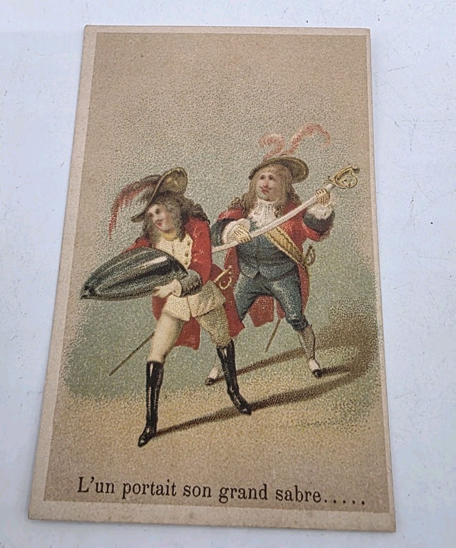 Old Antique French Revolution Satirical Card One Carried His Great Sabre Art