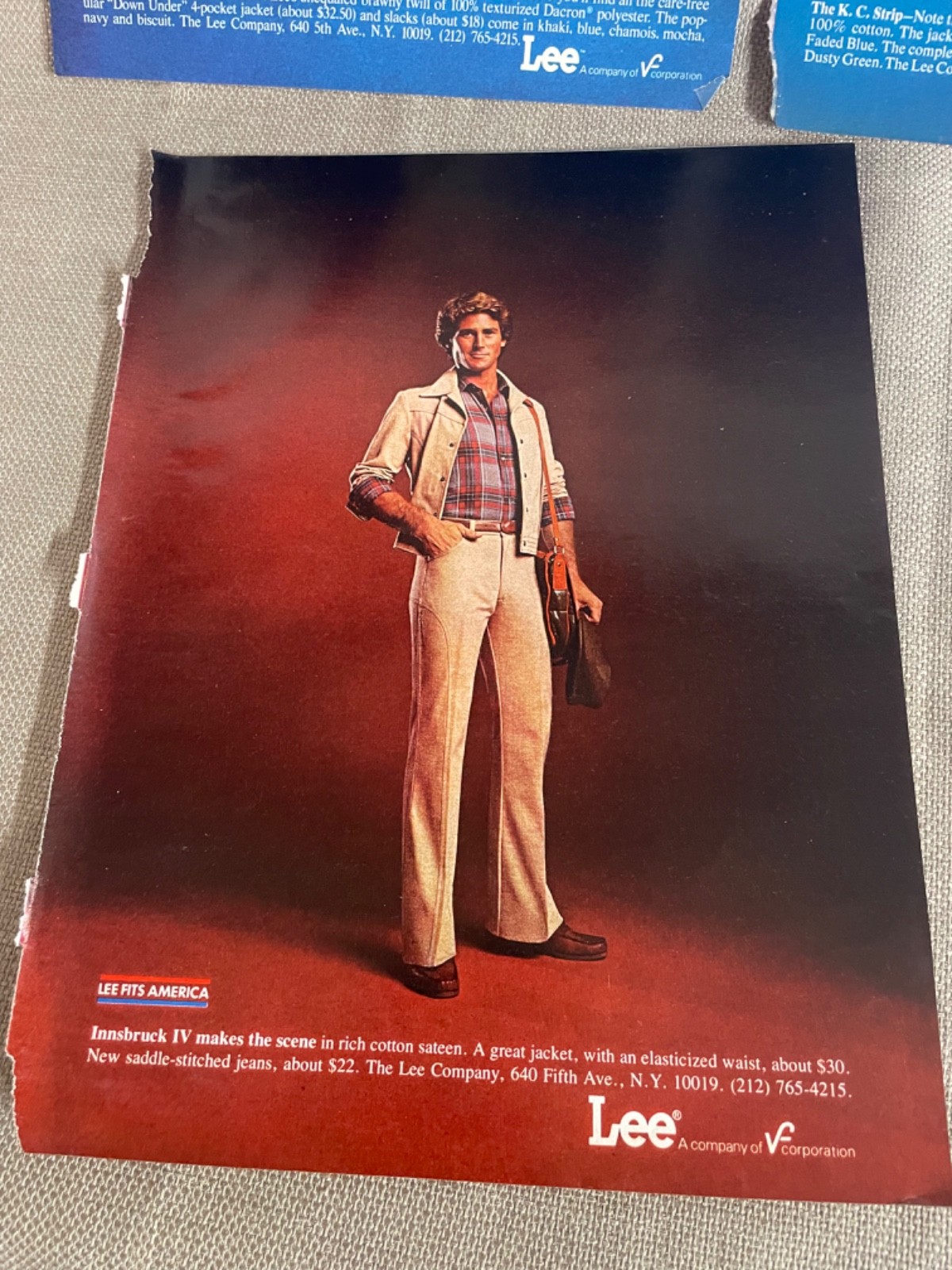 Lee Fits America 1970s Magazine Avertisement Ads lot of 9 Mens Fashion