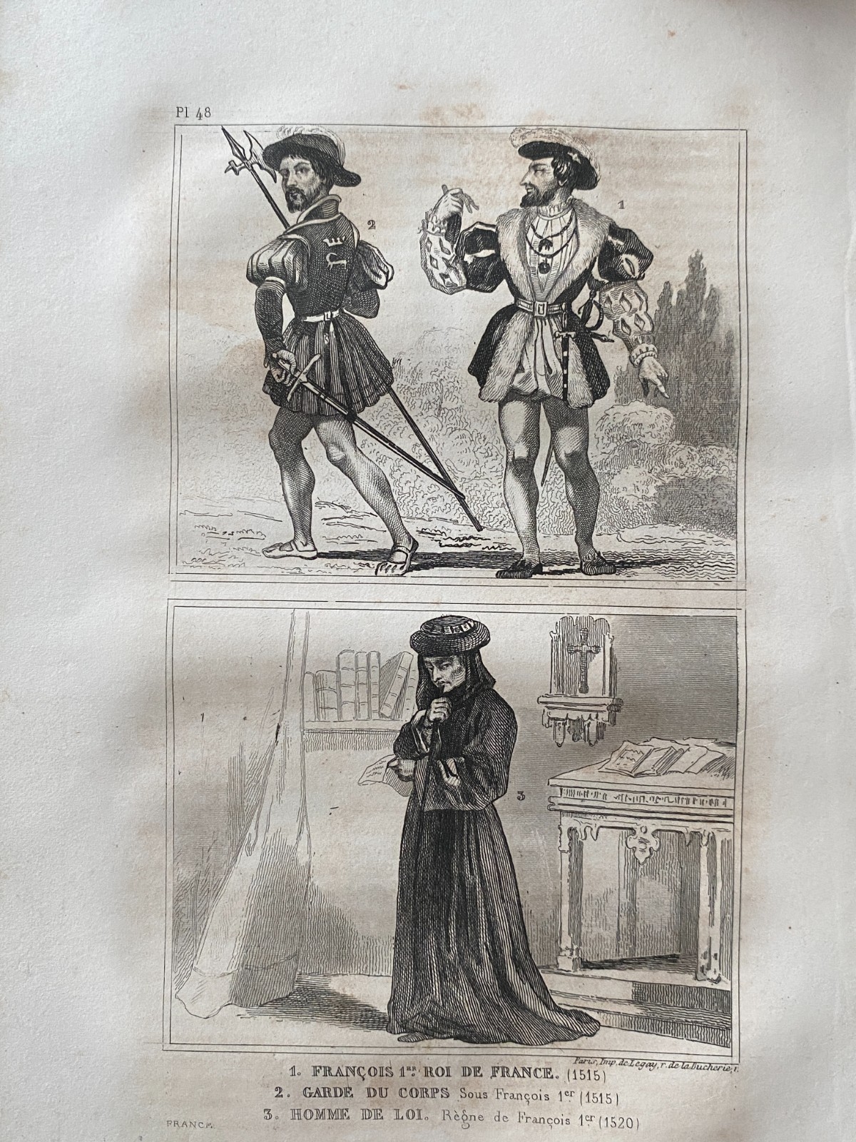 Engraving France “Francois 1St King Of France – Bodyguard – Man Of Law”