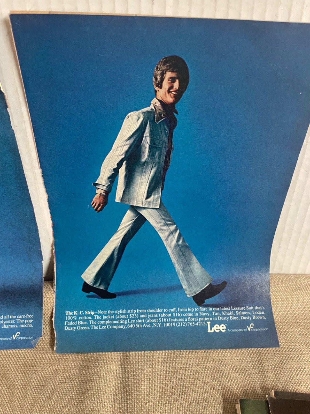 Lee Fits America 1970s Magazine Avertisement Ads lot of 9 Mens Fashion