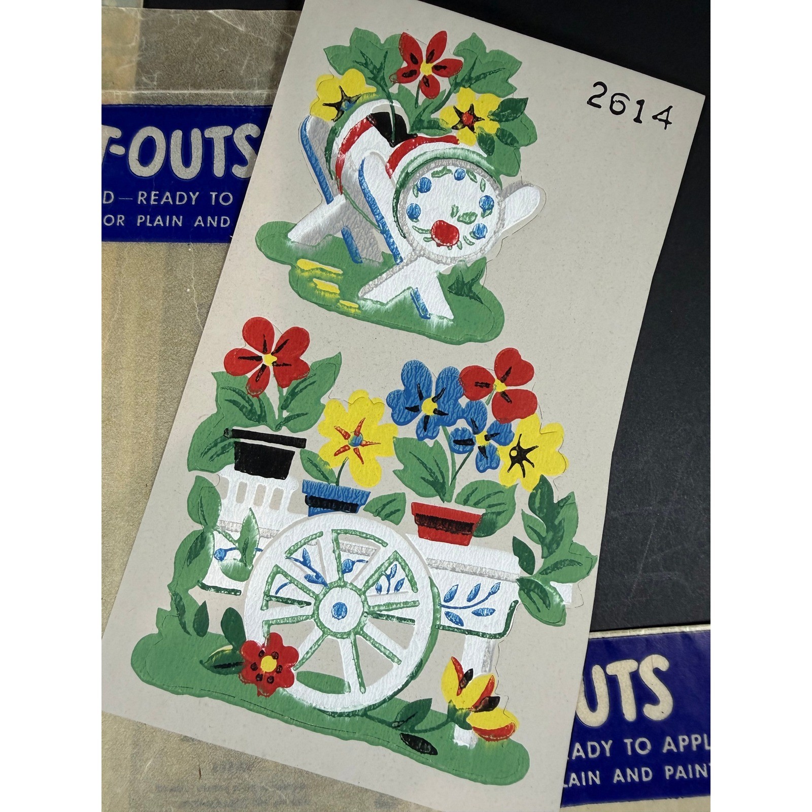 VTG Trimz Kut-Outs Decals Lot of 4 Multicolor Floral Strawberry Retro Crafts