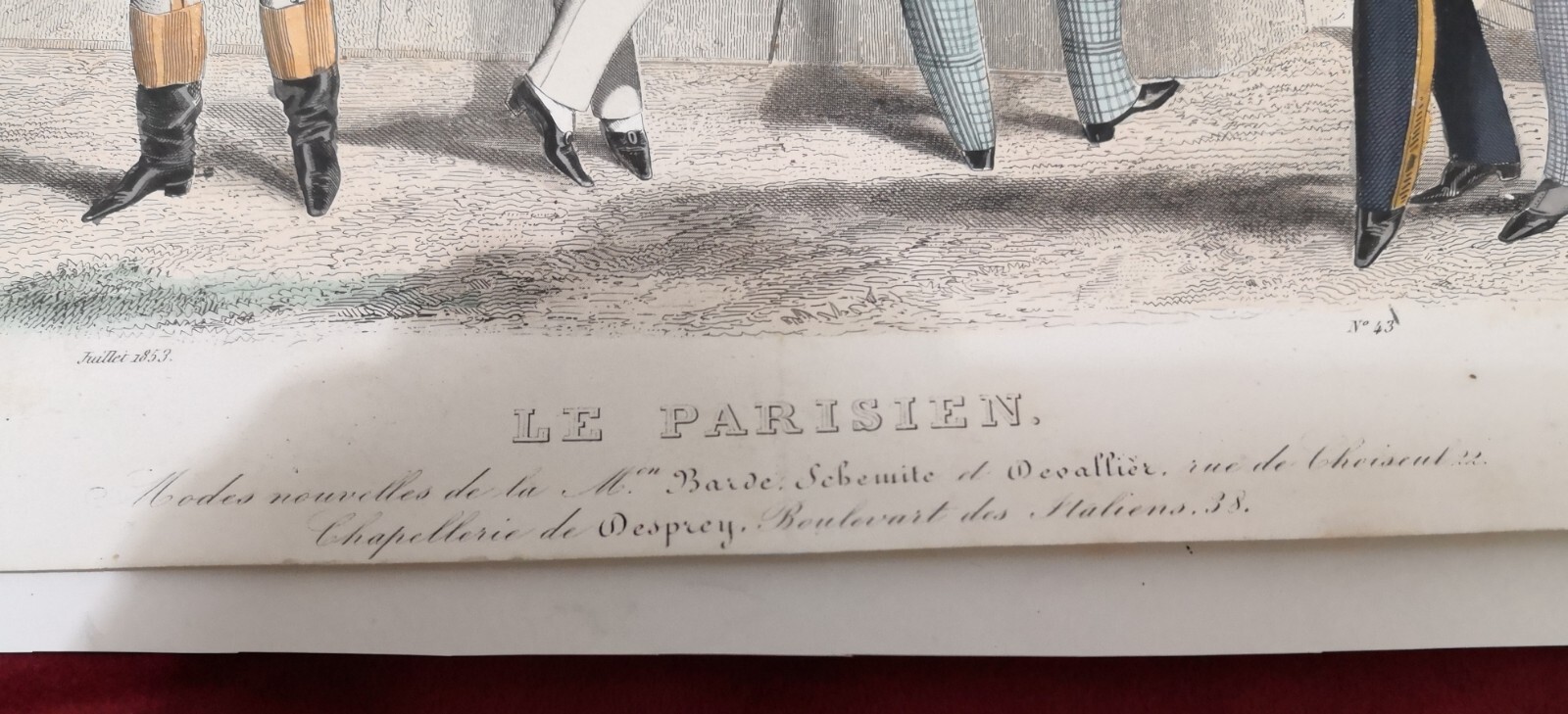 TWO ORIGINAL 19th Century FRENCH ANTIQUE PRINTS – MEN’S FASHION (Set B)